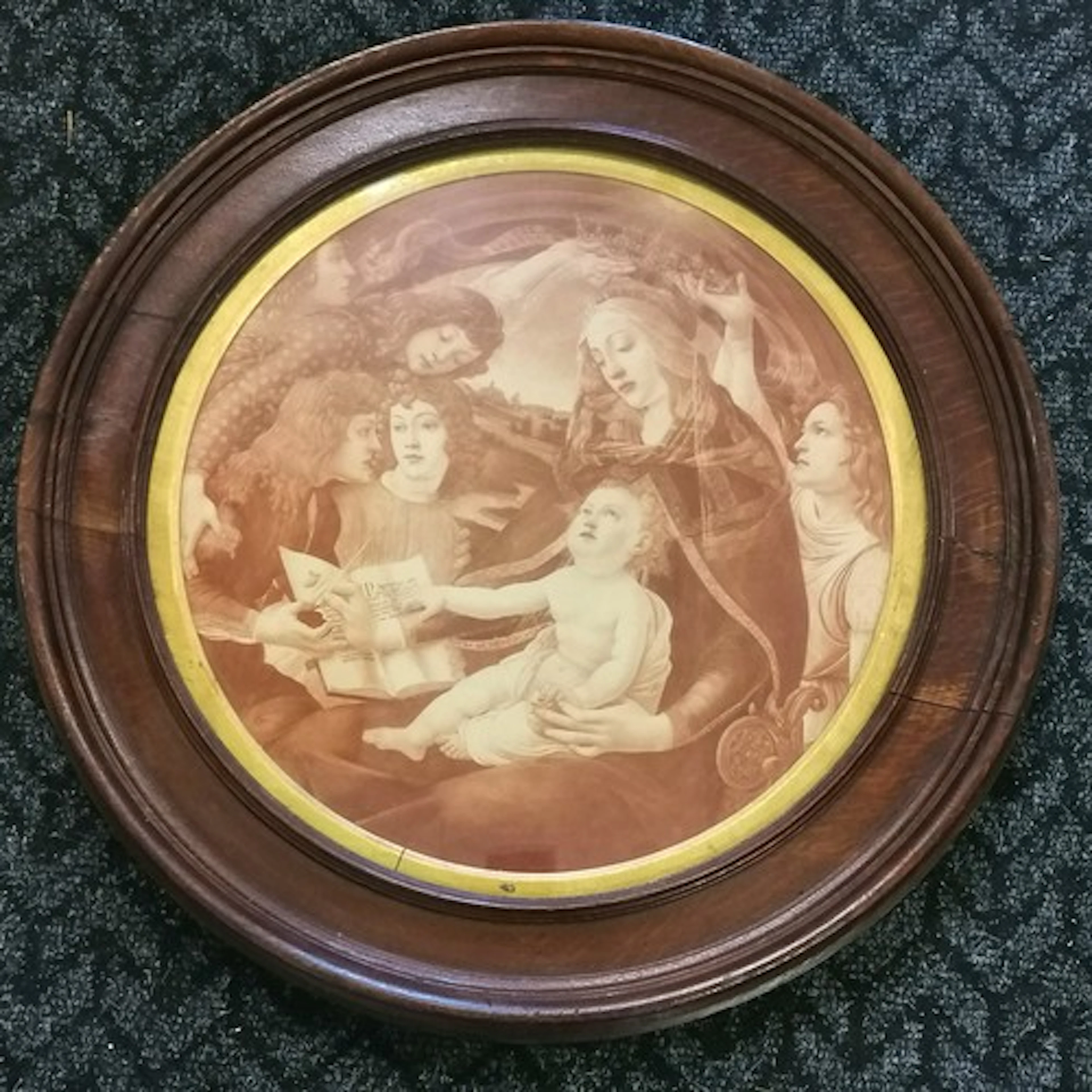 Antique etching of 'Madonna of the Magnificat' by Sandro Bot...