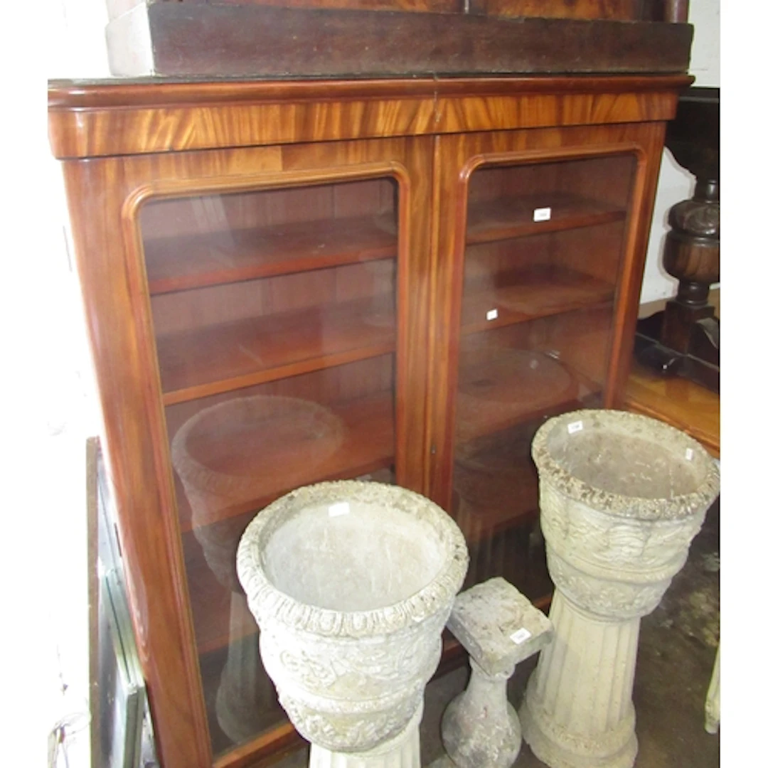 19th Century mahogany bookcase top with glazed doors and adj...
