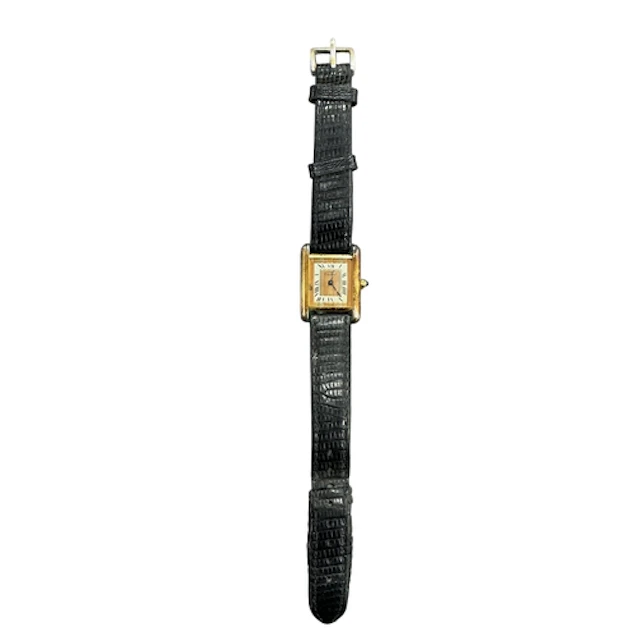 A lady's silver gilt Cartier Vermeil Tank quartz wrist watch...