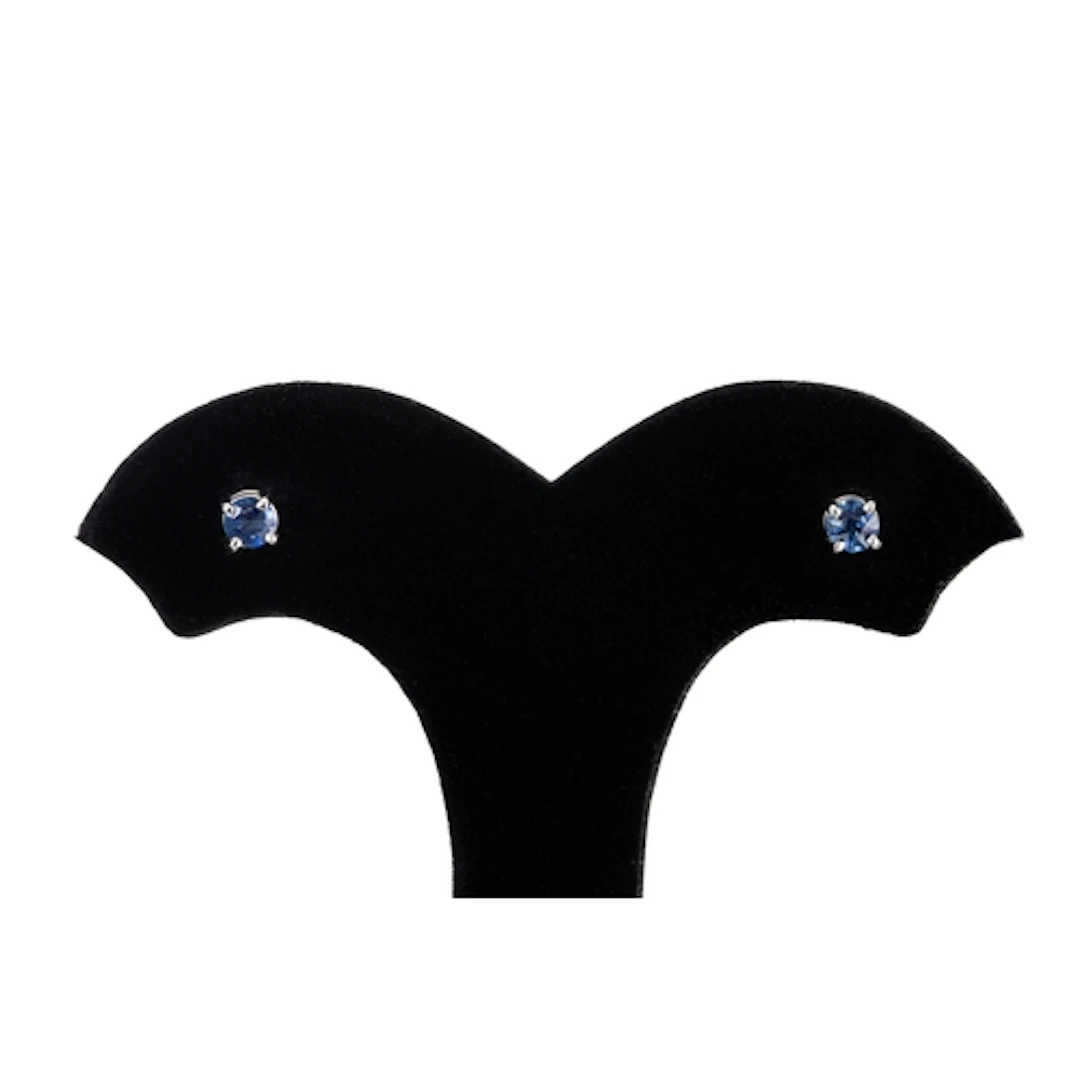A PAIR OF SAPPHIRE STUD EARRINGS, mounted in 18ct white gold...
