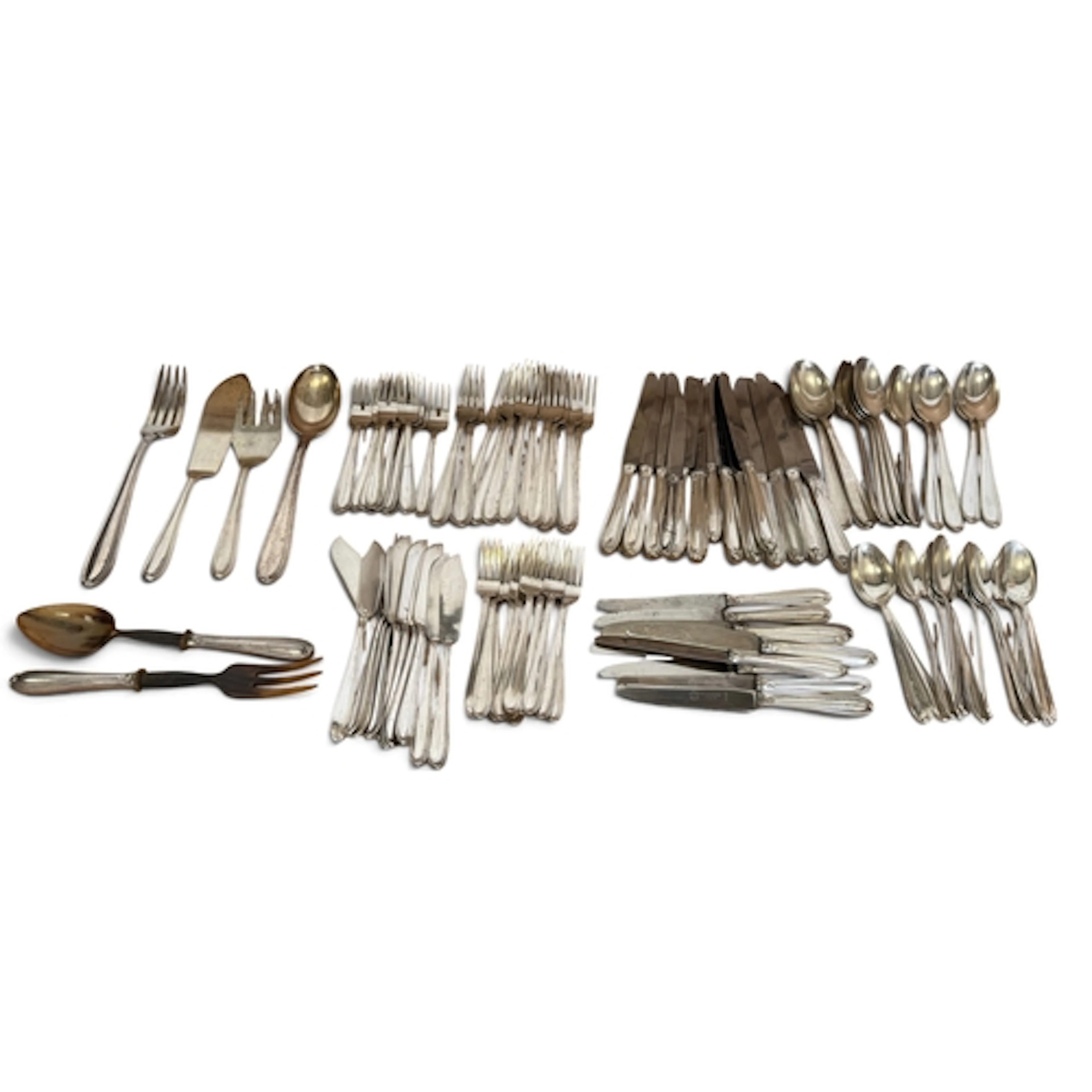 A LARGE COLLECTION OF 800 SILVER FLATWARE By Calderoni. Tota...