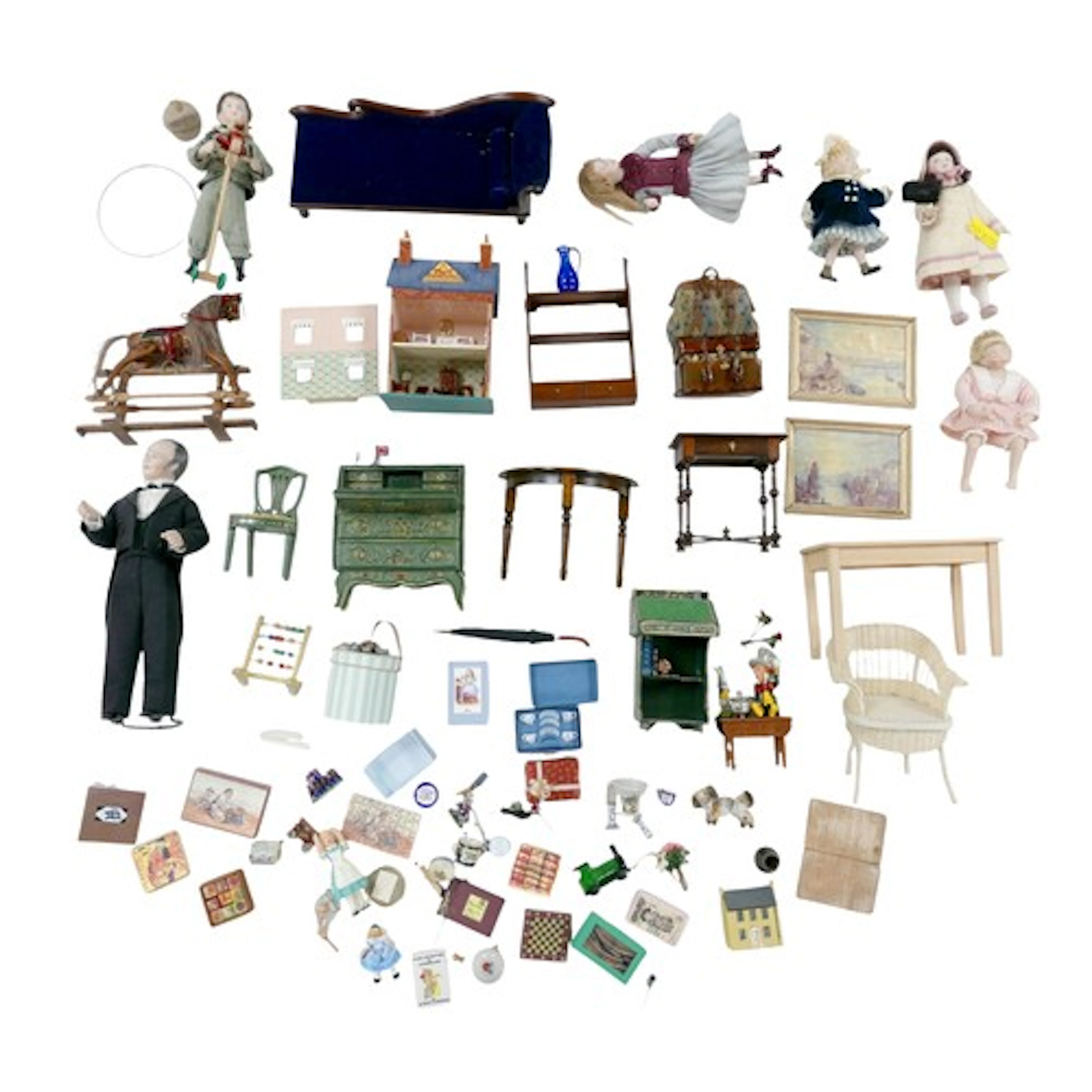 A quantity of miniature doll's house furniture and accessori...