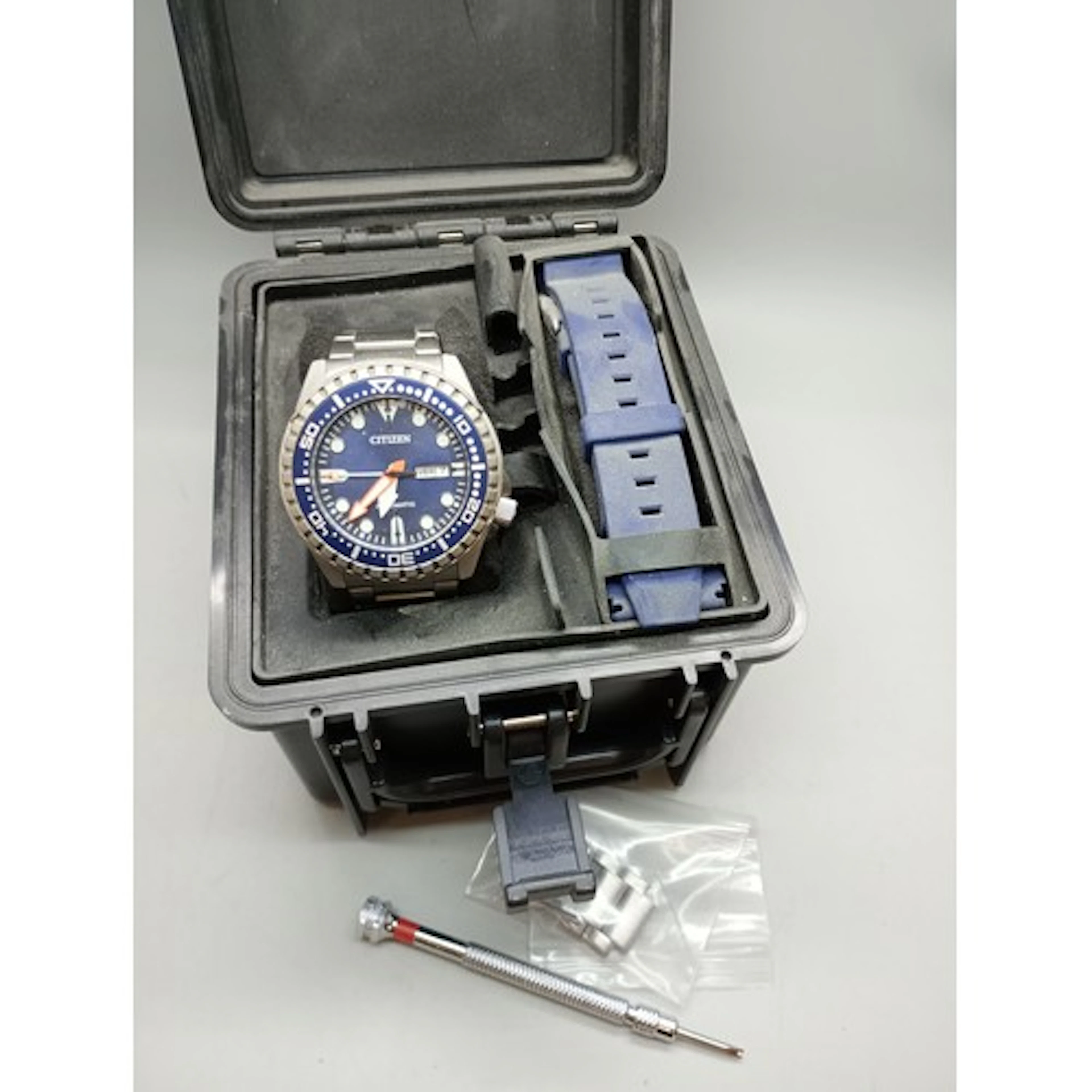 A Citizen automatic wristwatch with blue dial and day/date a...