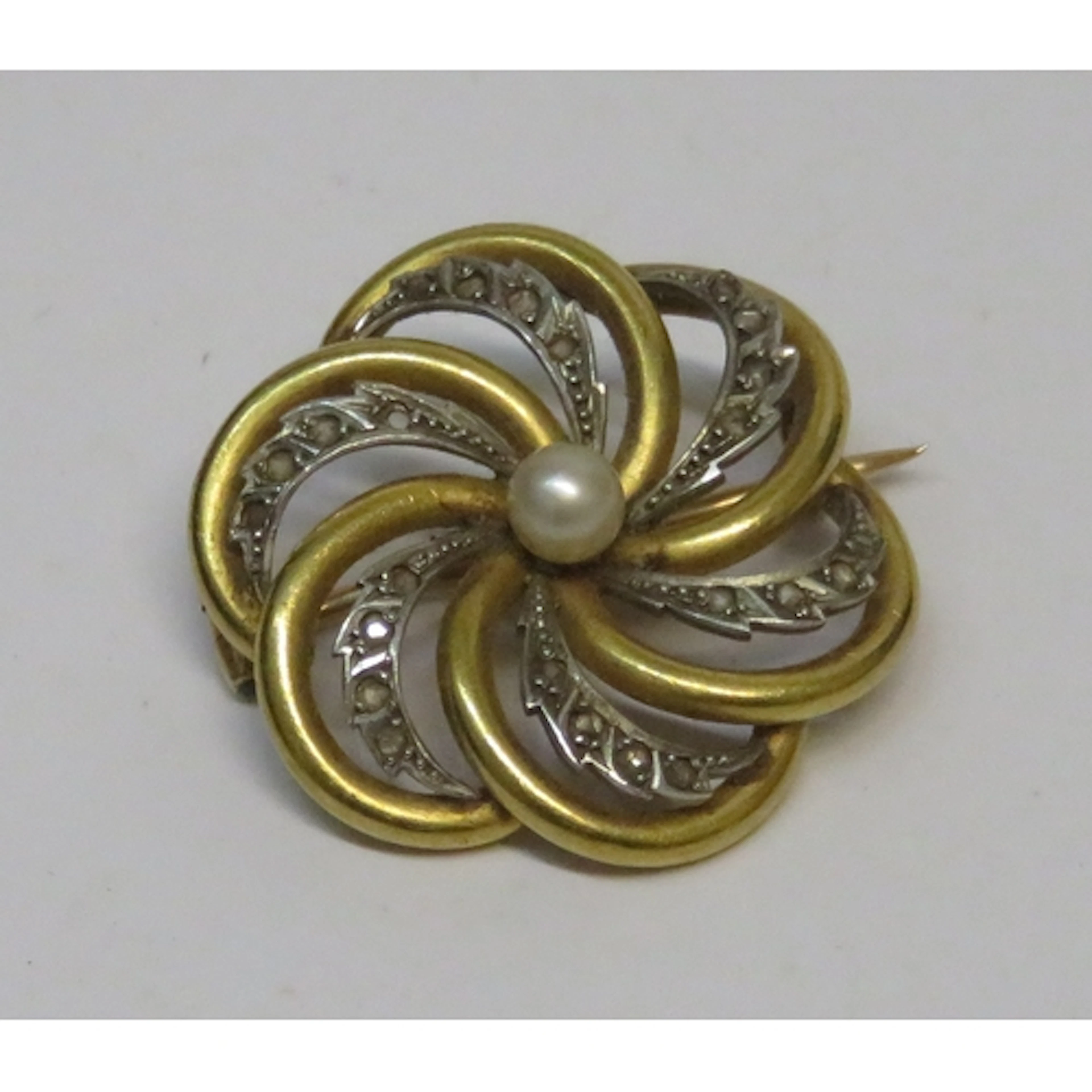 19th Century Continental yellow gold rose cut diamond and cu...