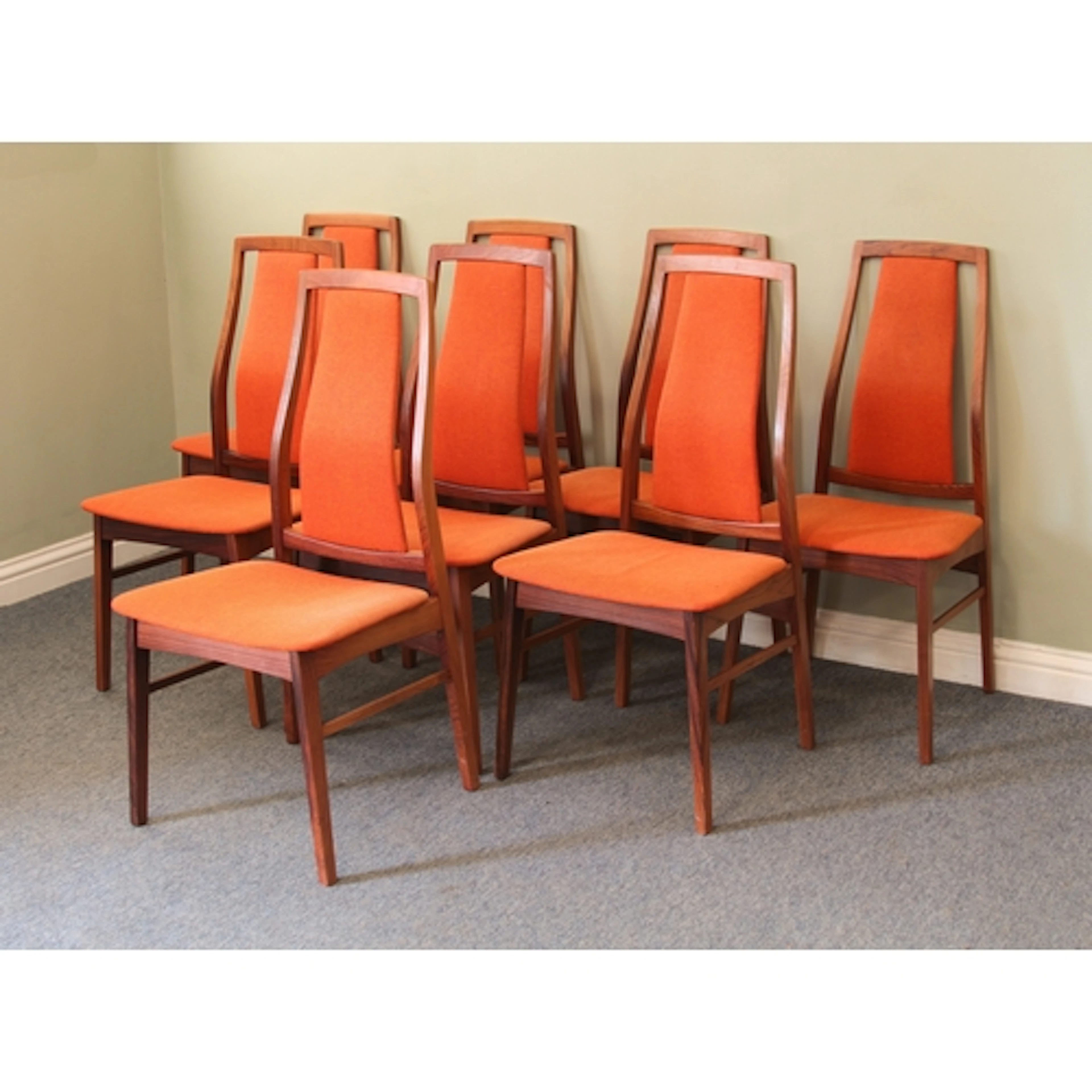 A set of eight 1970s Danish 'Eva' dining chairs, designed by...