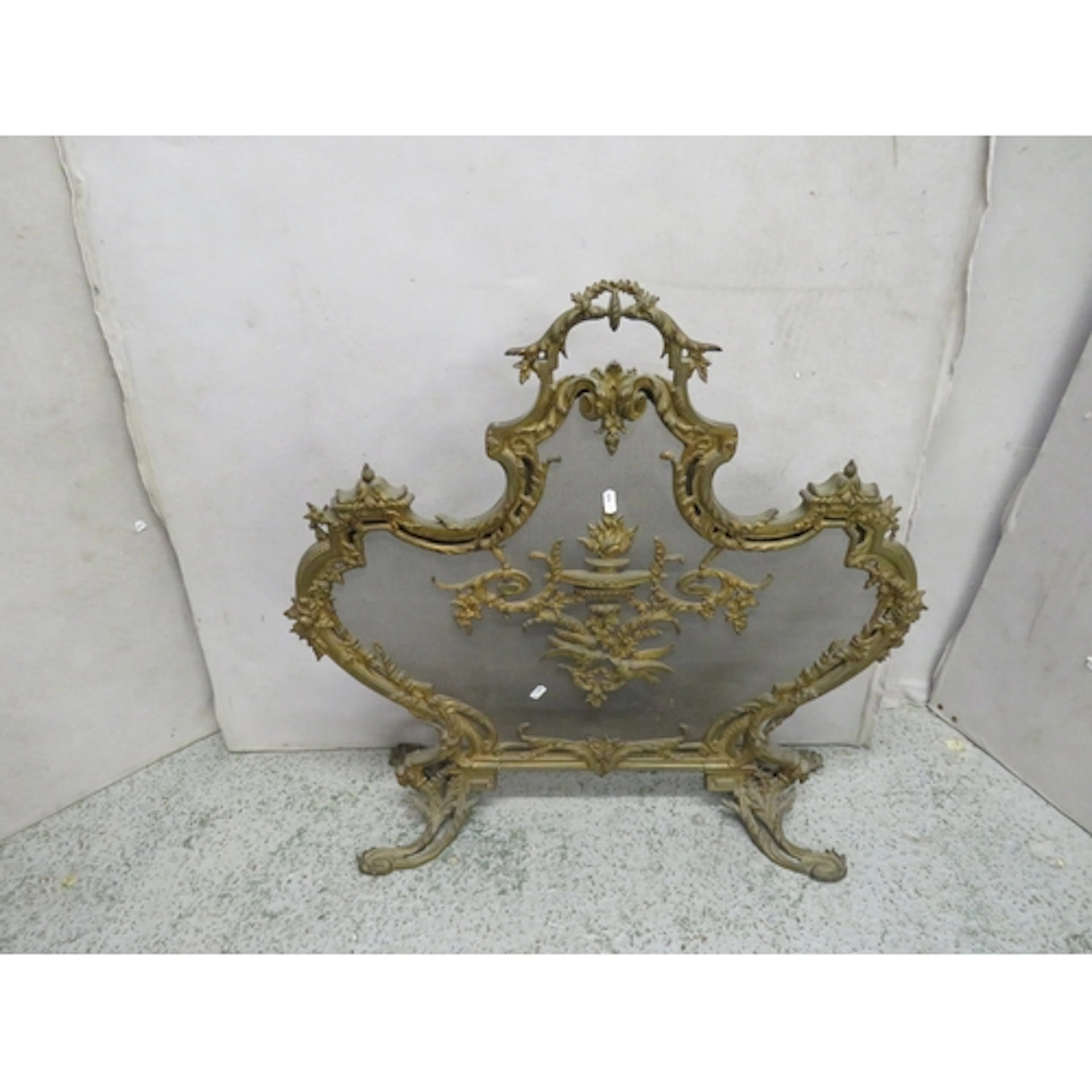 C19th French Rococo Style Gilt Fireplace Screen with central...