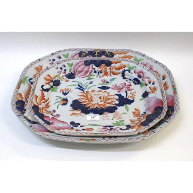 Two 19th Century Warranted Ironstone meat dishes, the larges...