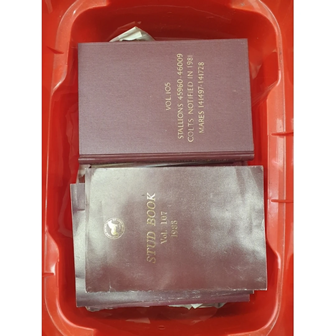A box of Shire Horse Society Stud Books (R6)