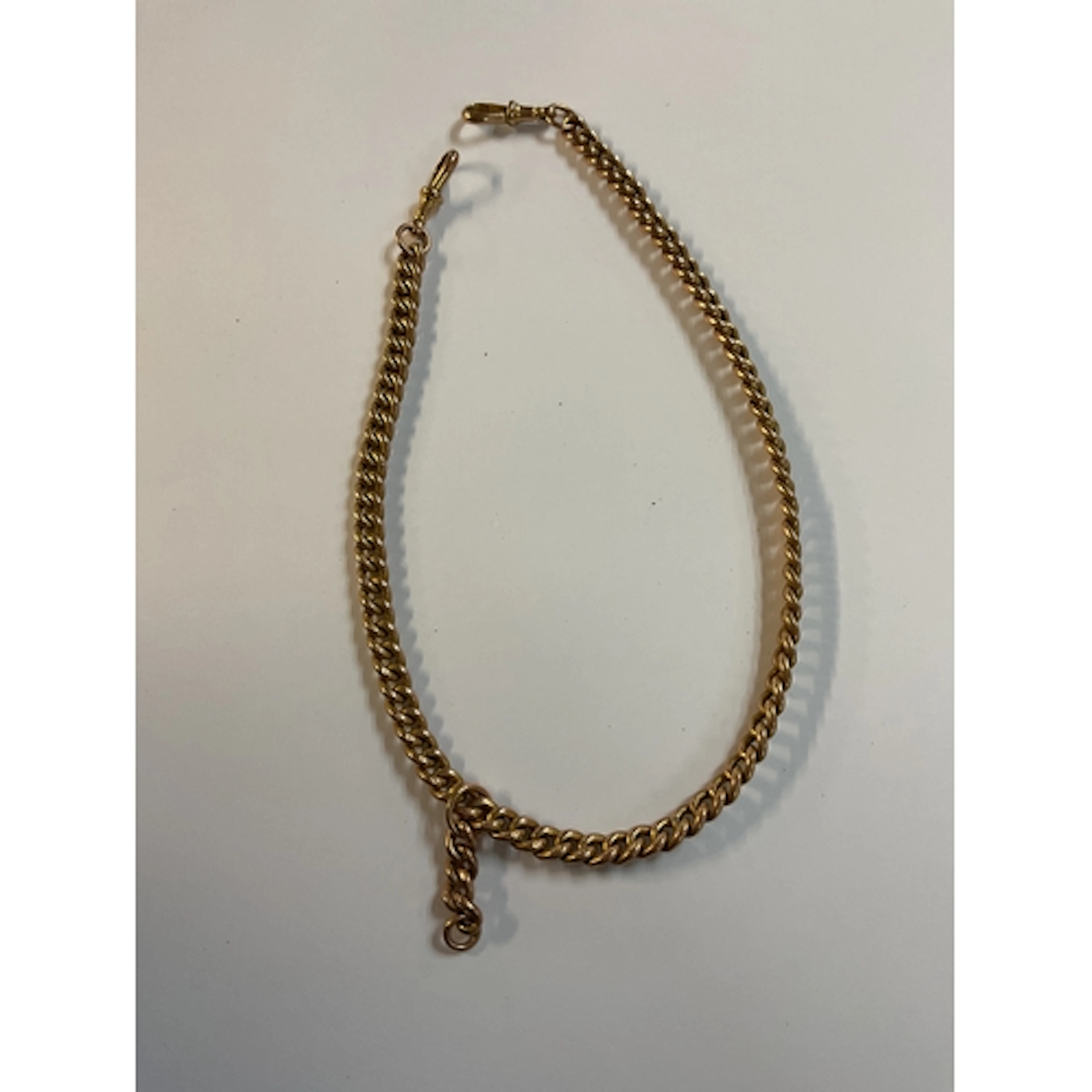 9 ct Albert curb linked watch chain, each link stamped 9, we...