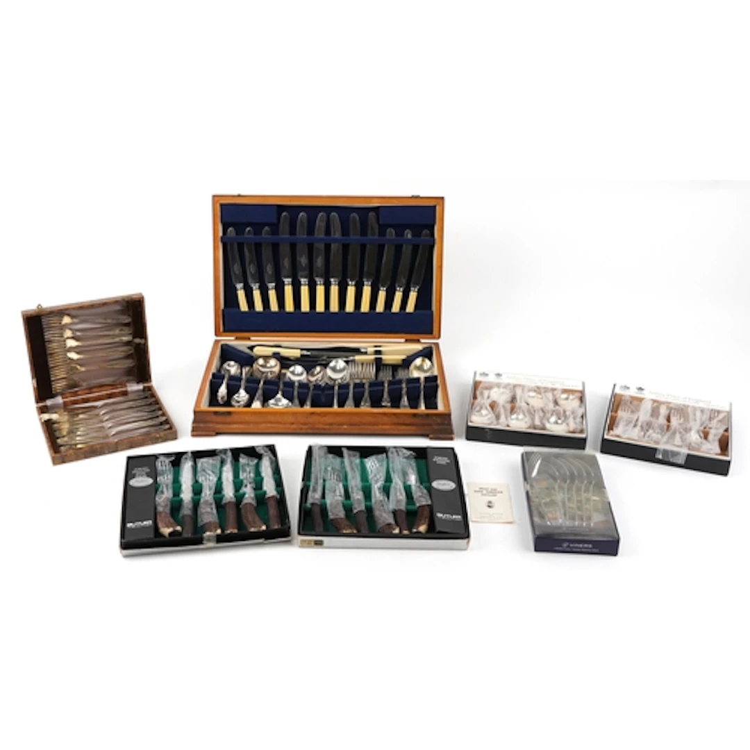 Collection of silver plated and stainless steel cutlery incl...