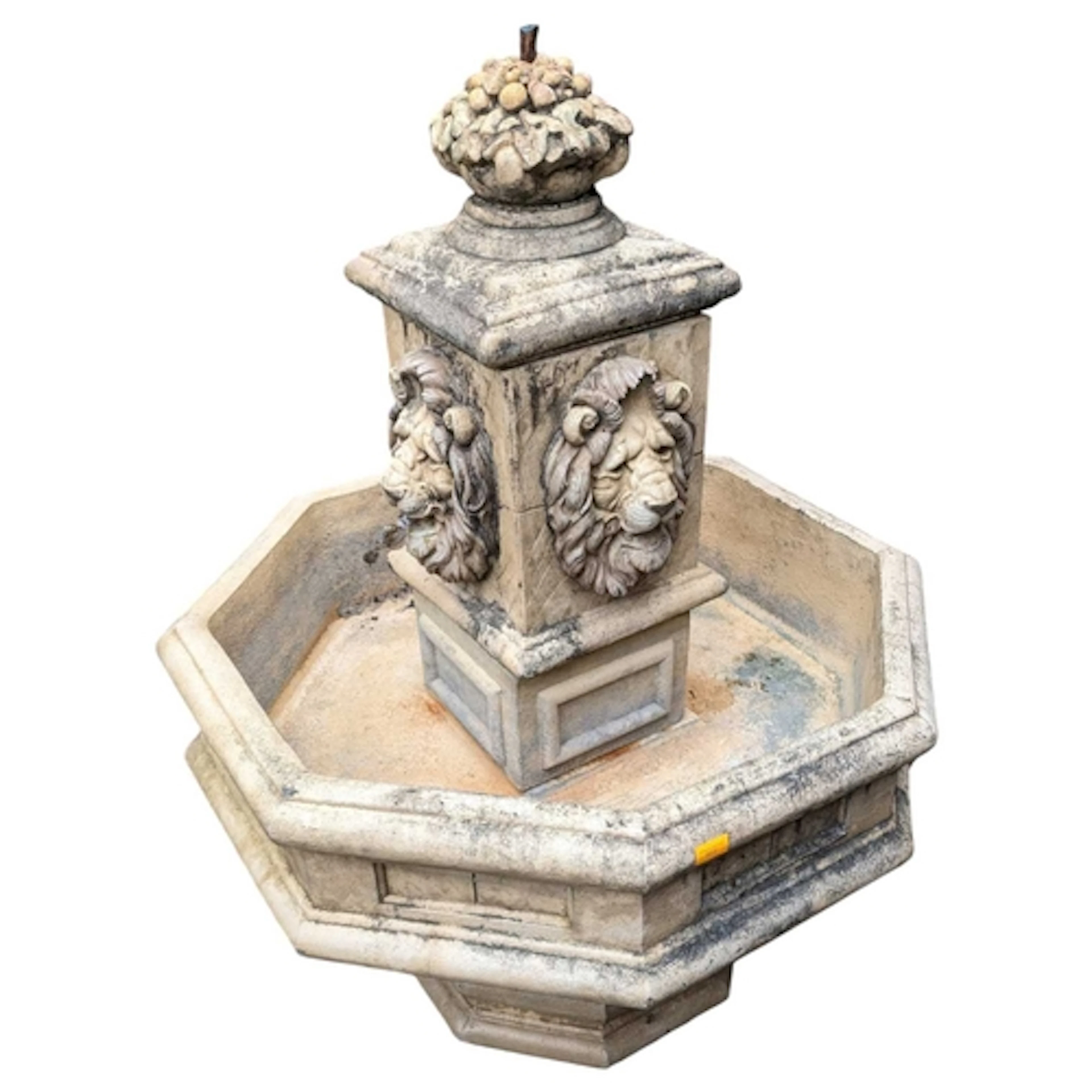 Garden Statuary: A large stone garden fountain bath raised o...
