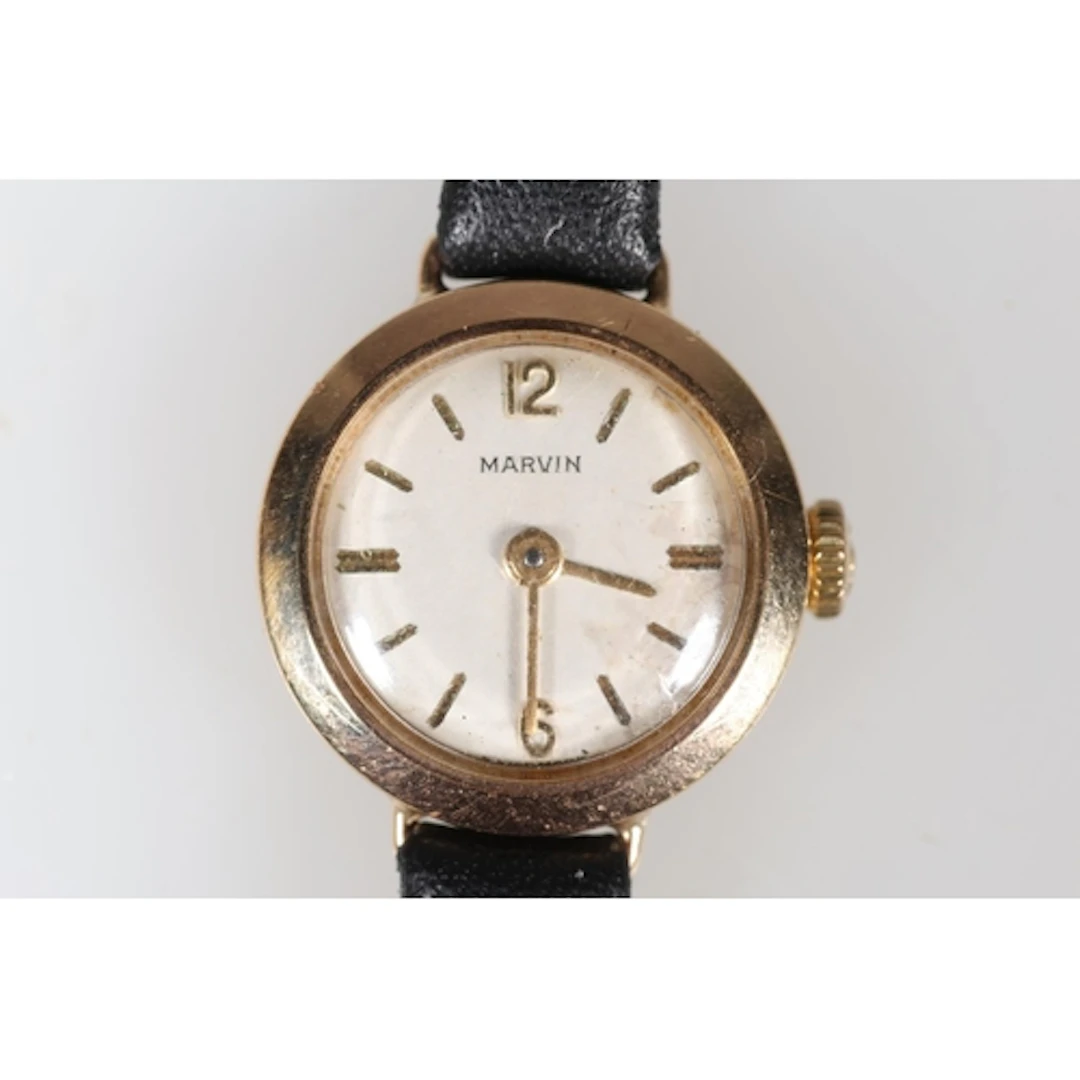 Ladies 9ct gold case Marvin wristwatch with 728 calibre 17 j...