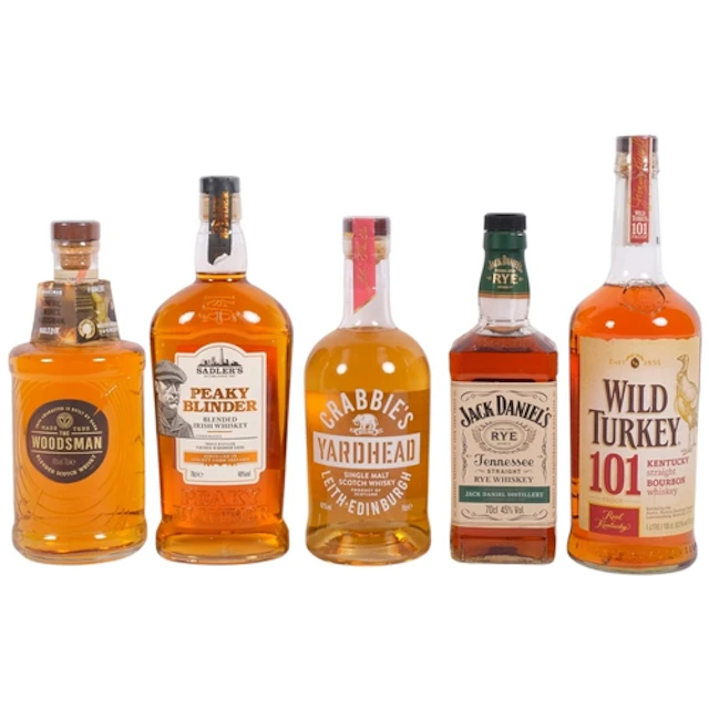 5 bottles of Whisky, including Wild Turkey bourbon, and Jack...