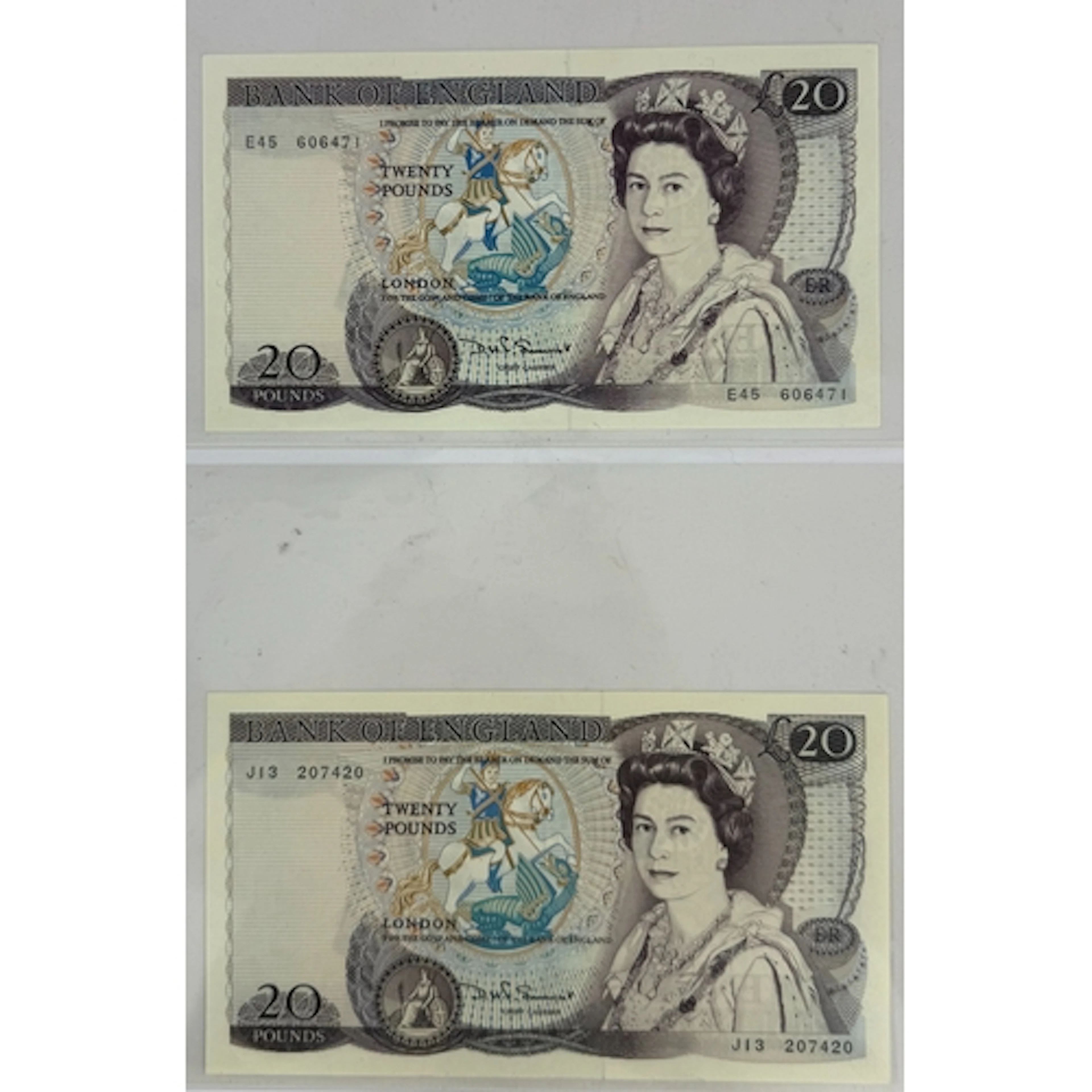 Banknotes: David H F Somerset, £20 notes serial numbers E45 ...
