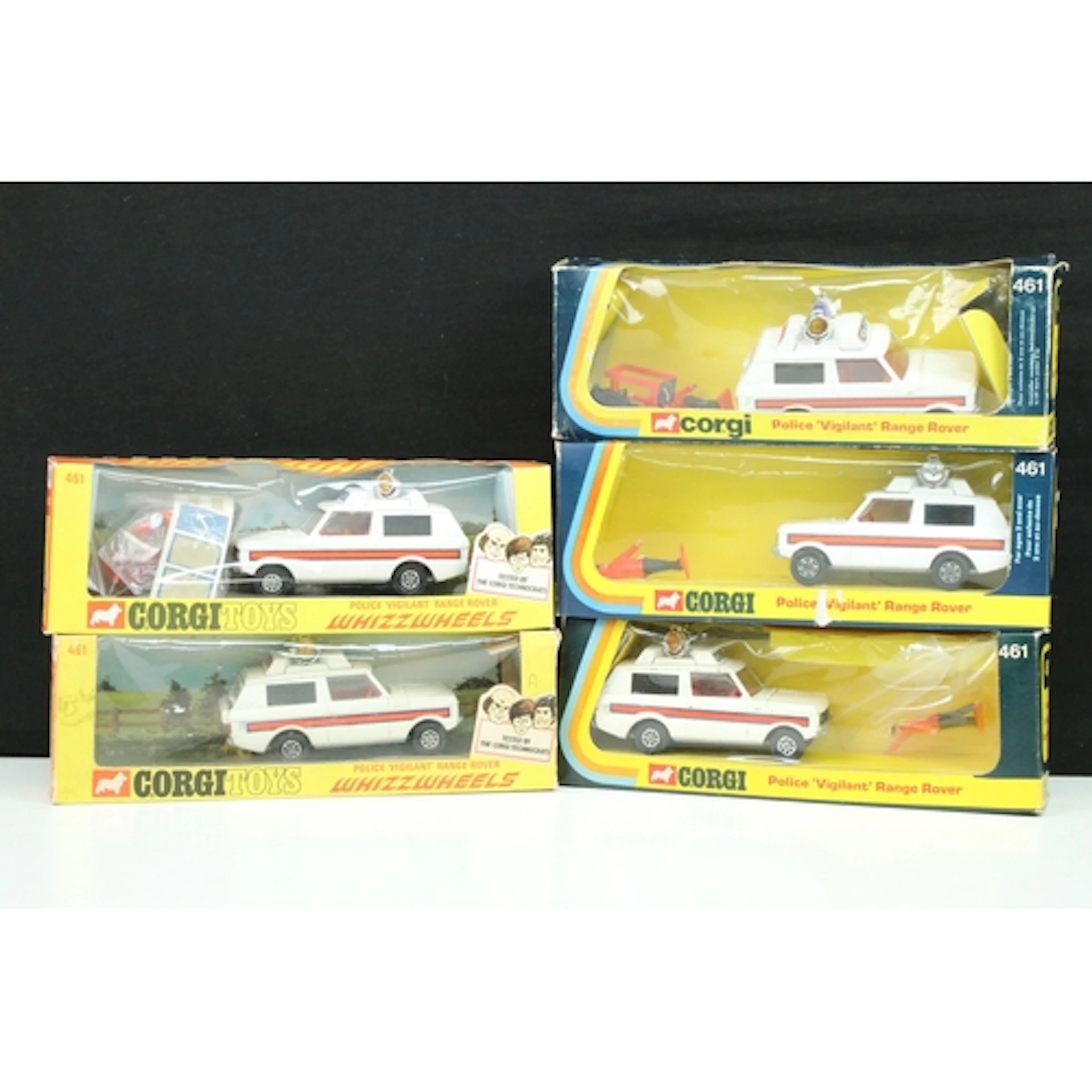 Five boxed Corgi 461 Police Vigilant Range Rover diecast mod...