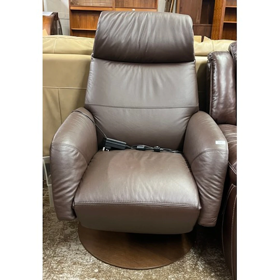 Electric leather swivel armchair.