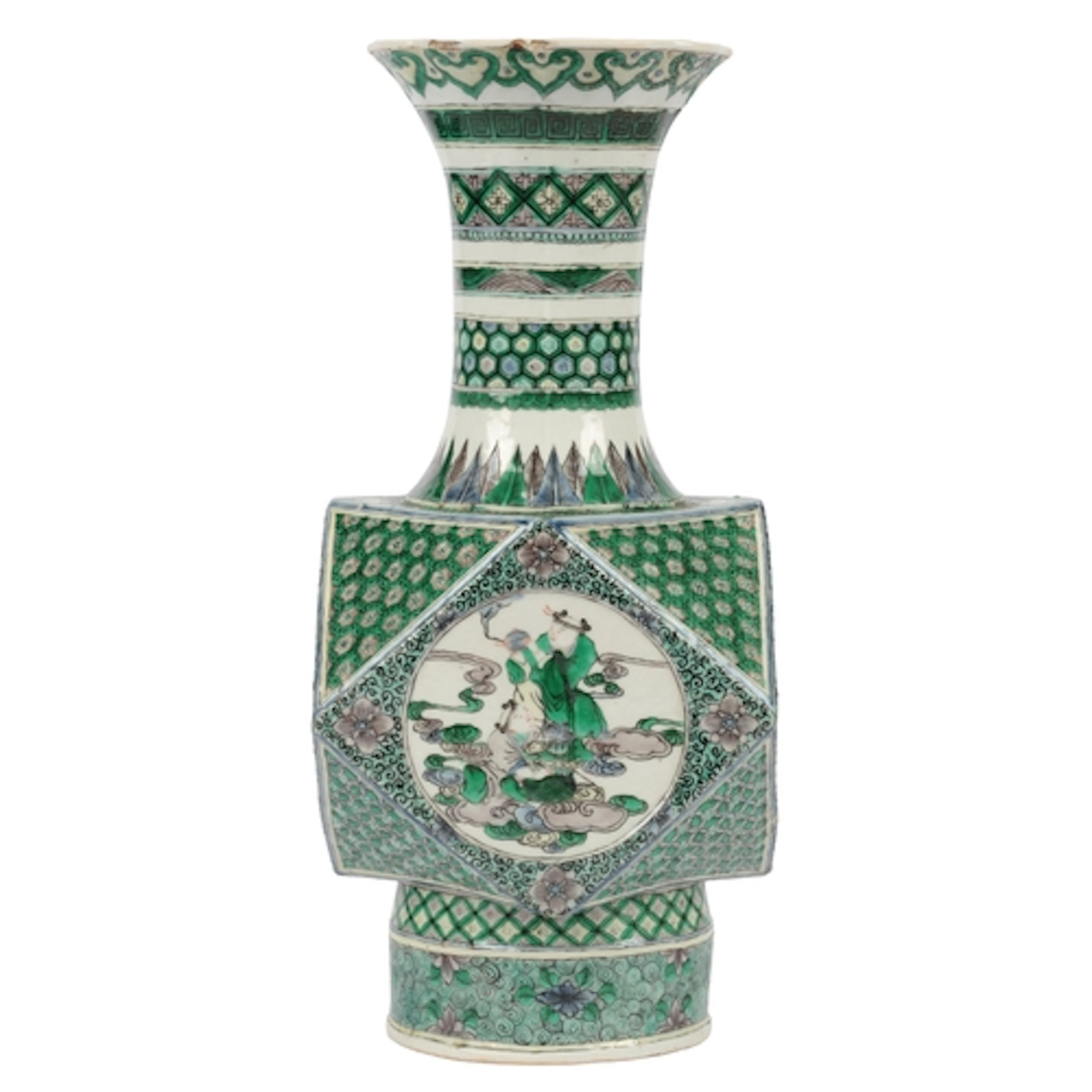 A Chinese famille verte 'Liu Hai and Hehe Erxian' polygonal ...