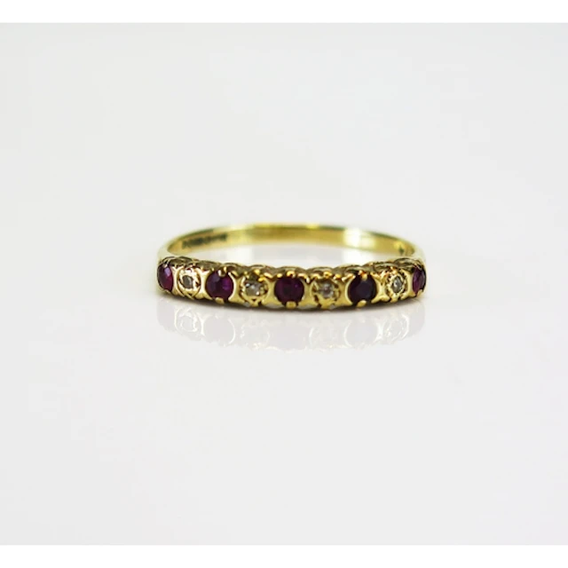 A 9ct gold, pink and white gem set ring, size N, hallmarked,...