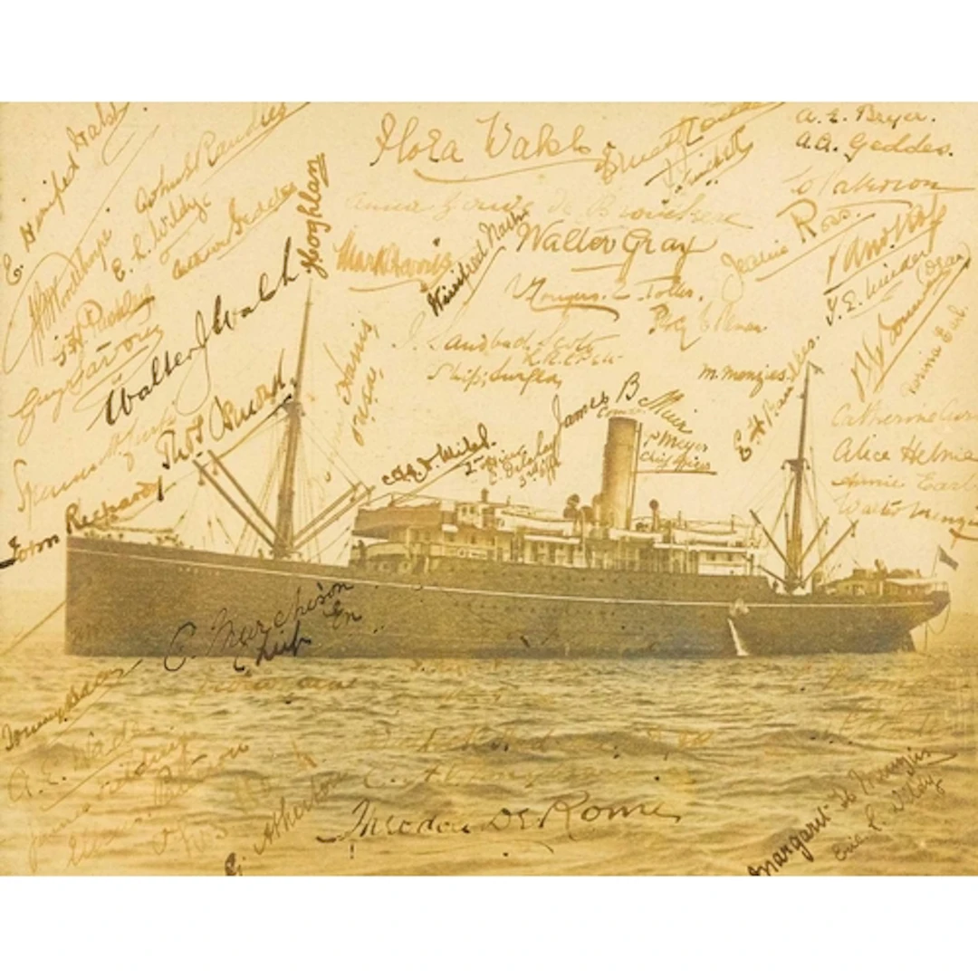 SS Arzila photo with signatures. A F & G photo of the SS Arz...