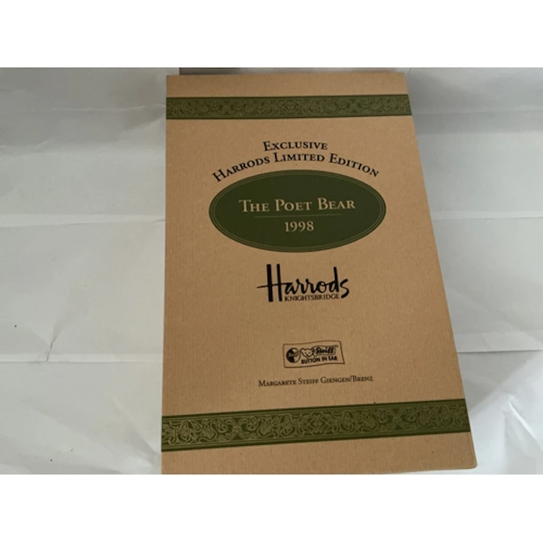 A Boxed Harrods Limited Edition 1998 Poet Steiff Teddy Bear....