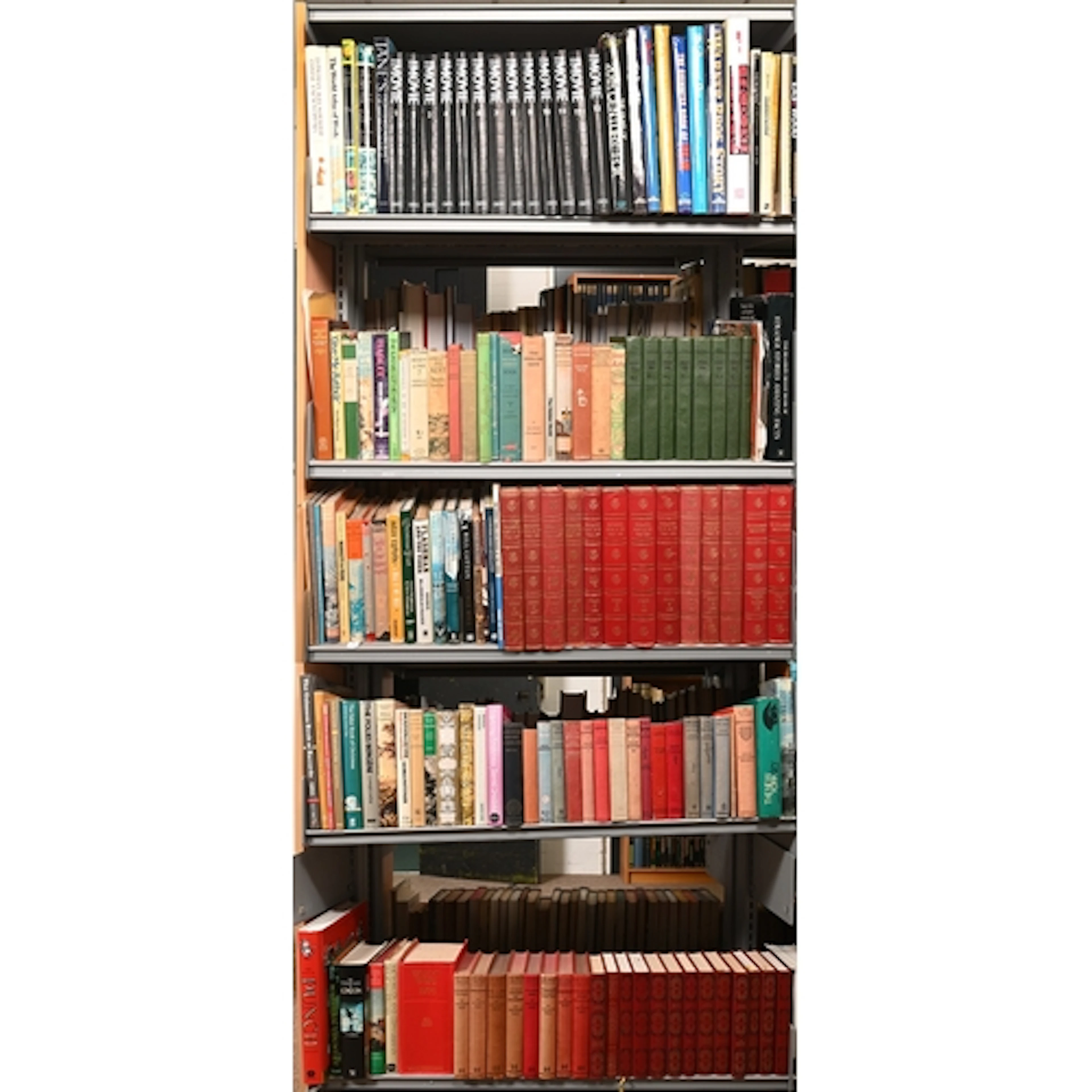 Books. Eleven shelves of general stock, including decorative...