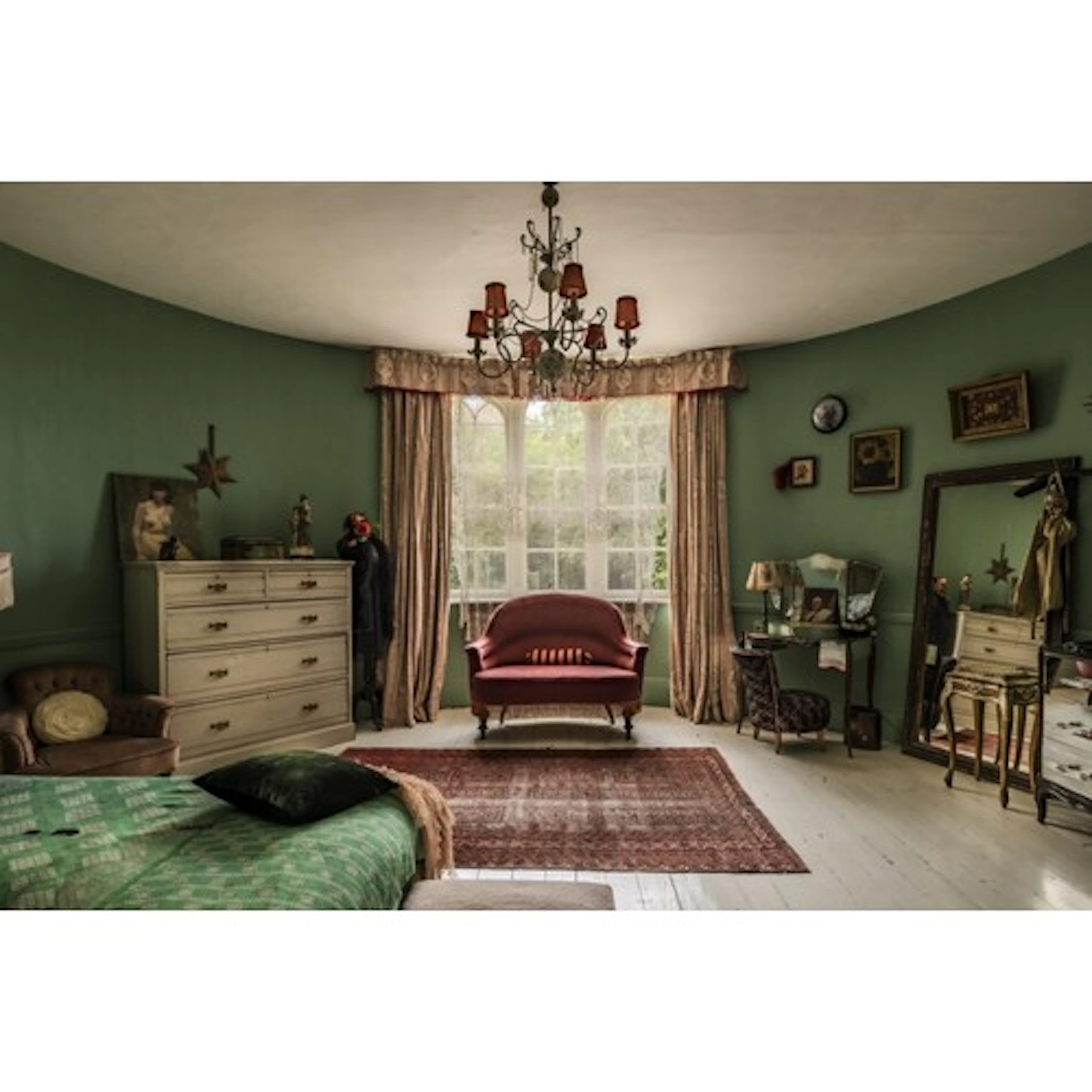 AN ATTRACTIVE KIDNEY SHAPED LOVE SEAT covered in a dusky pin...