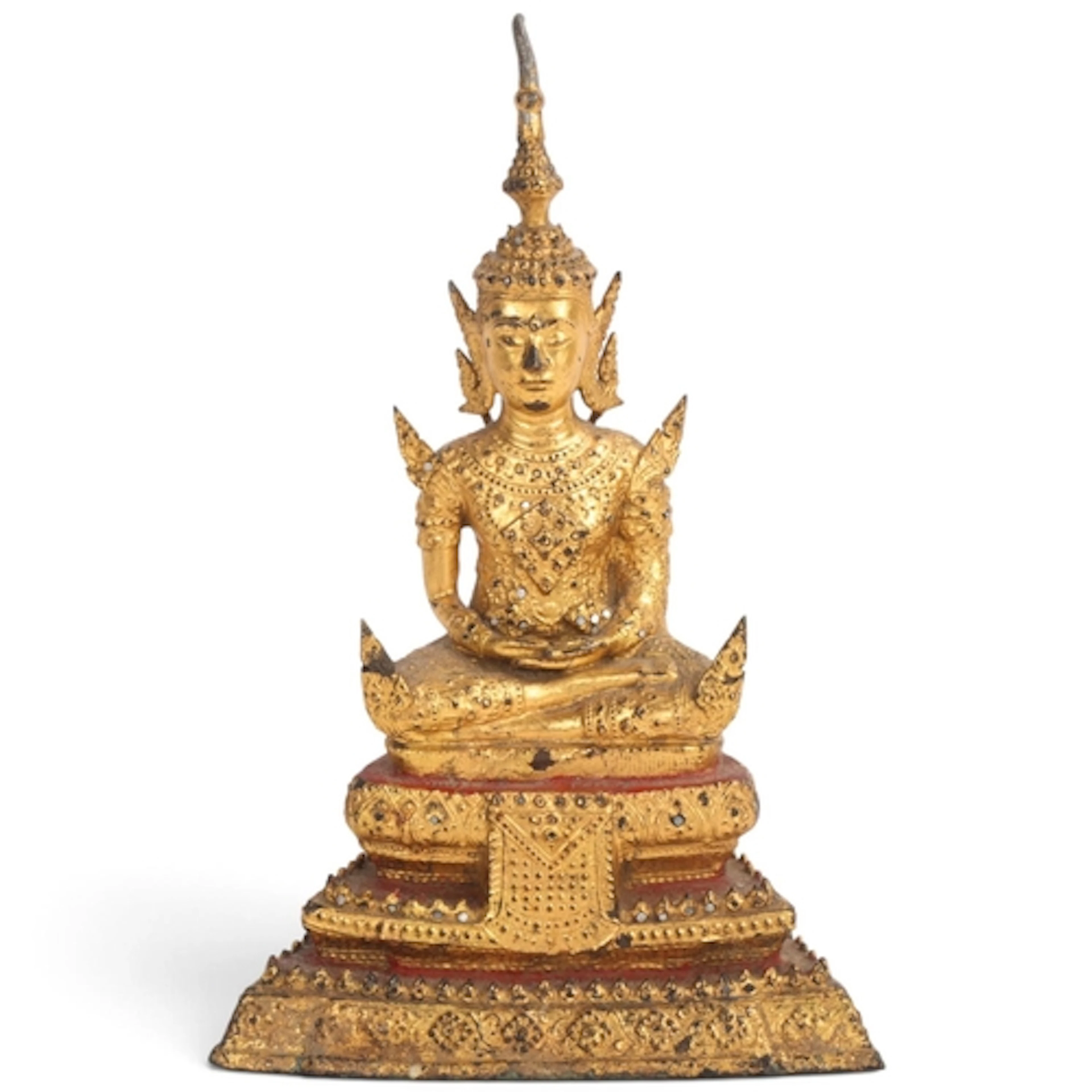 A Thai gilt-bronze crowned Buddha figure, probably 19th cent...