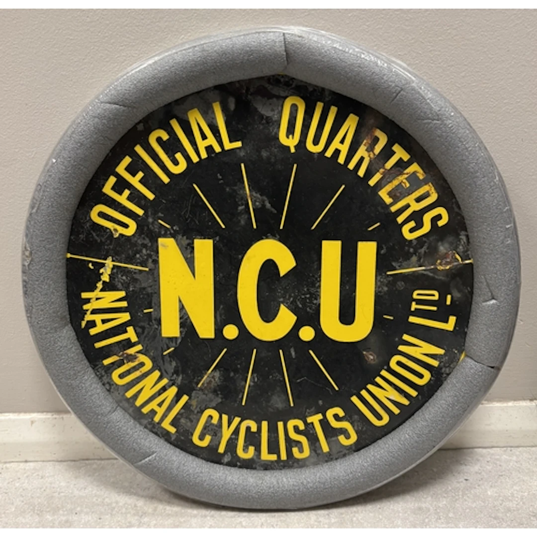 A vintage circular NCU "Official Quarters National Cyclists ...
