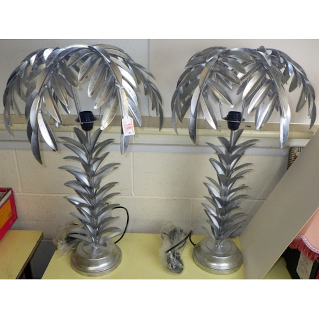 A tall pair of palm tree table lamps, 70cm tall