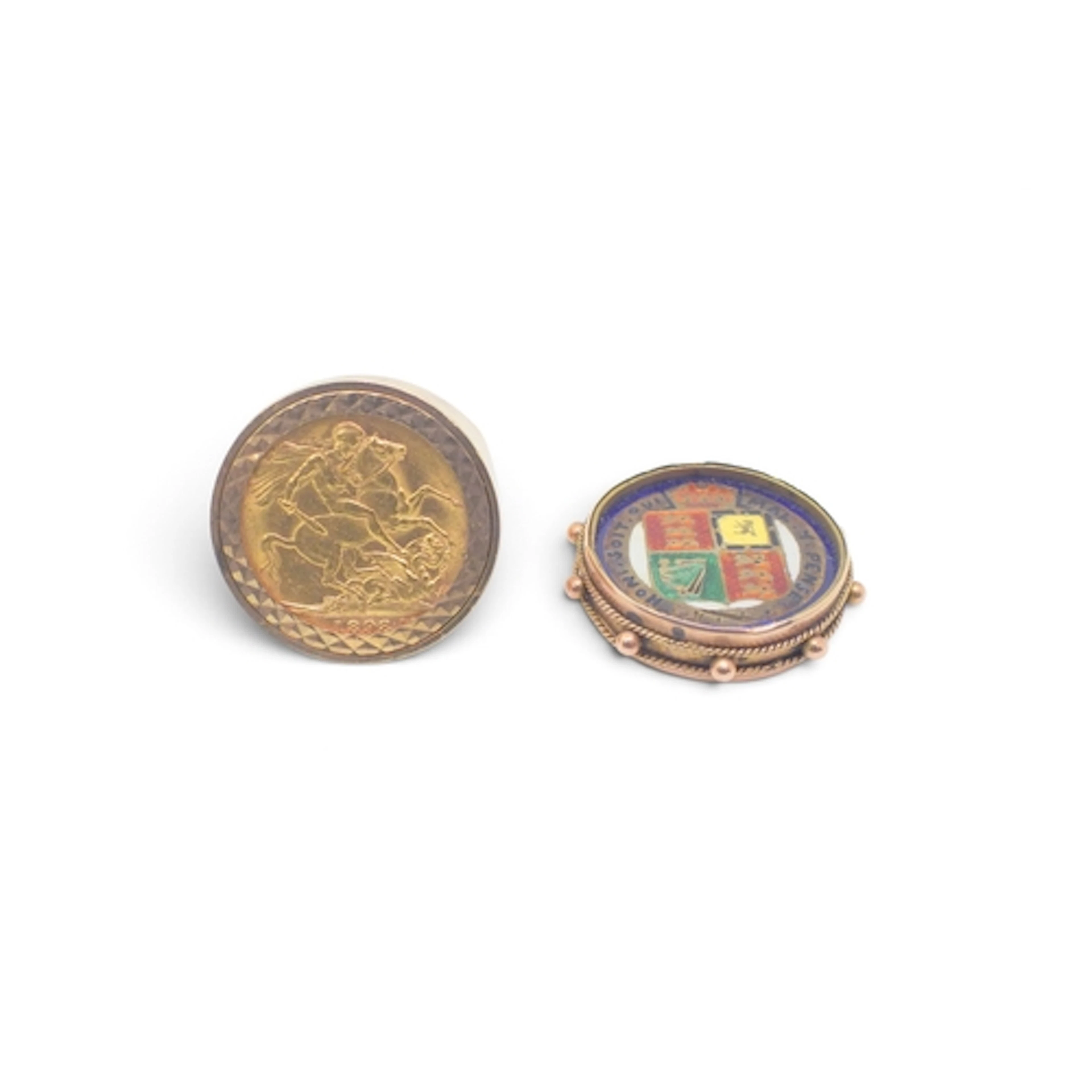 An 1898 gold full sovereign in a classic 9ct gold plain ring...