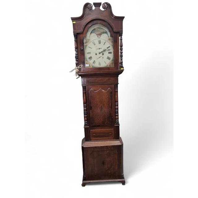 Sun & Moon long case Grandfather clock, ht 228cms, diame...