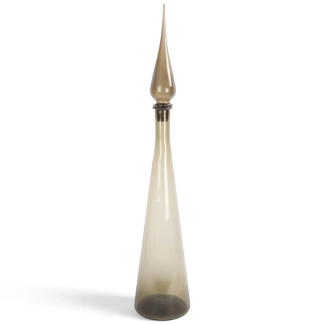 A large mid-century pewter glass Genie bottle in the style o...