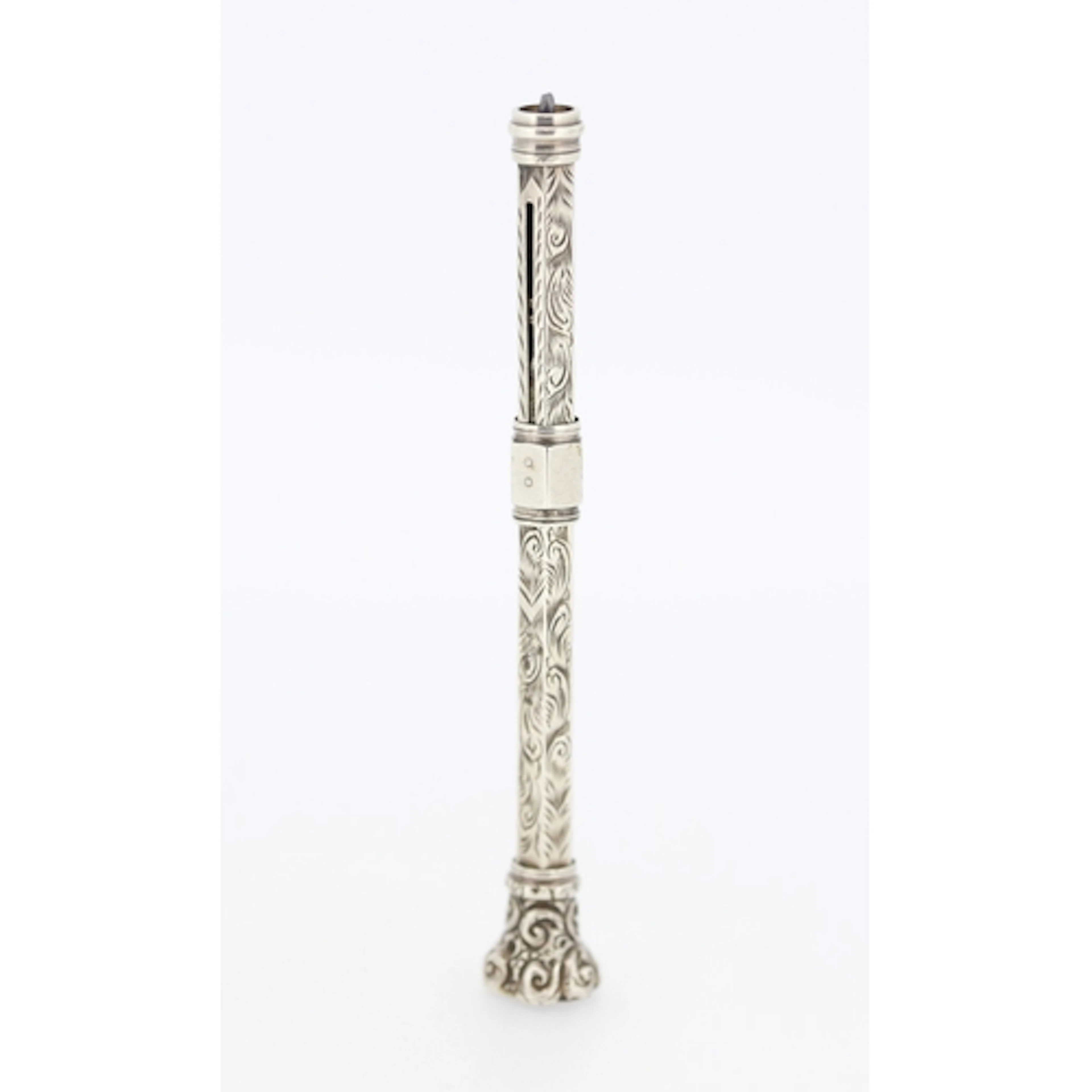 Finely Detailed, Sterling Silver Cased Retractable Pencil, I...