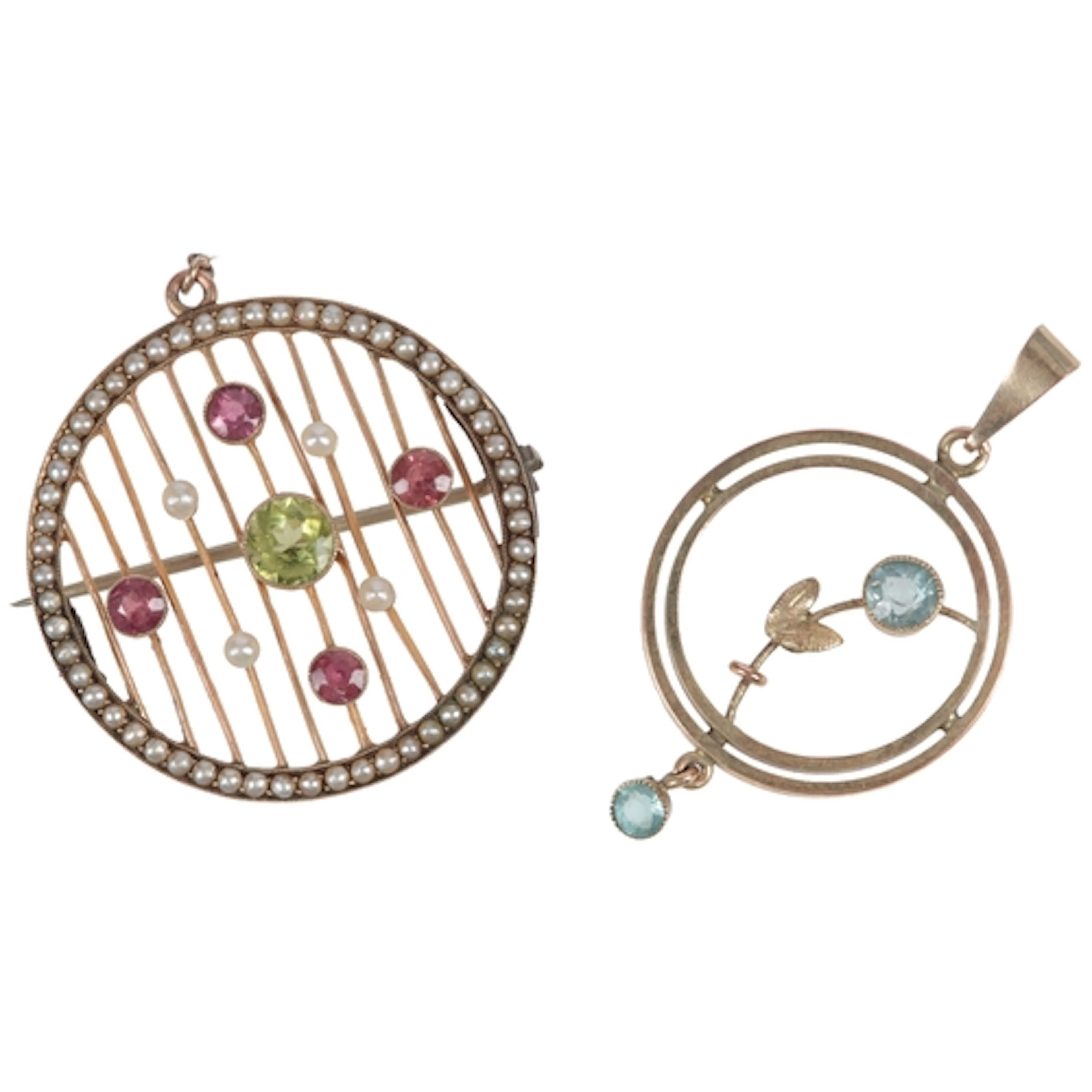 Two Edwardian gem-set pendants, early 20th century, comprisi...