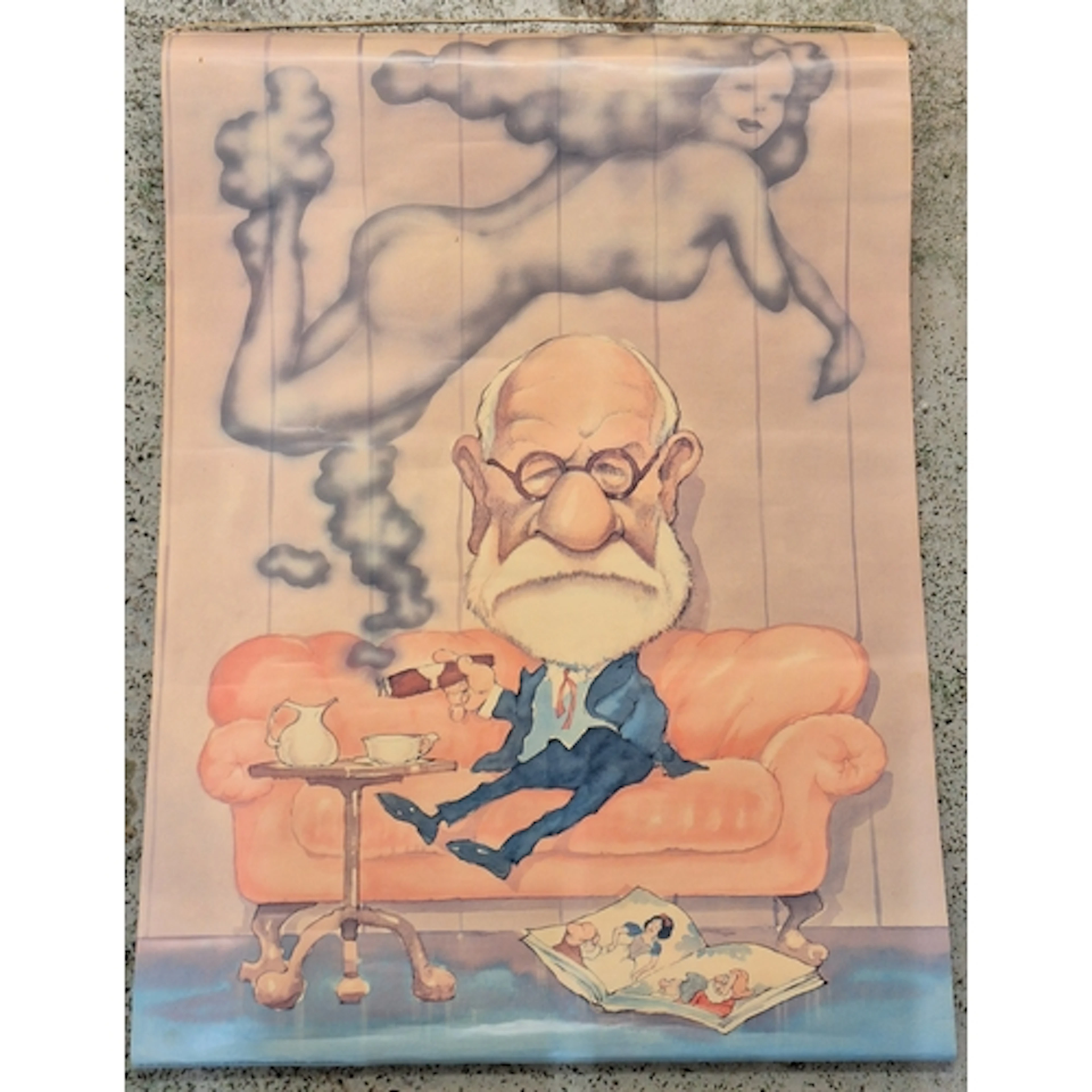 Printed Hanging Poster, caricature of Sigmund Freud approx. ...