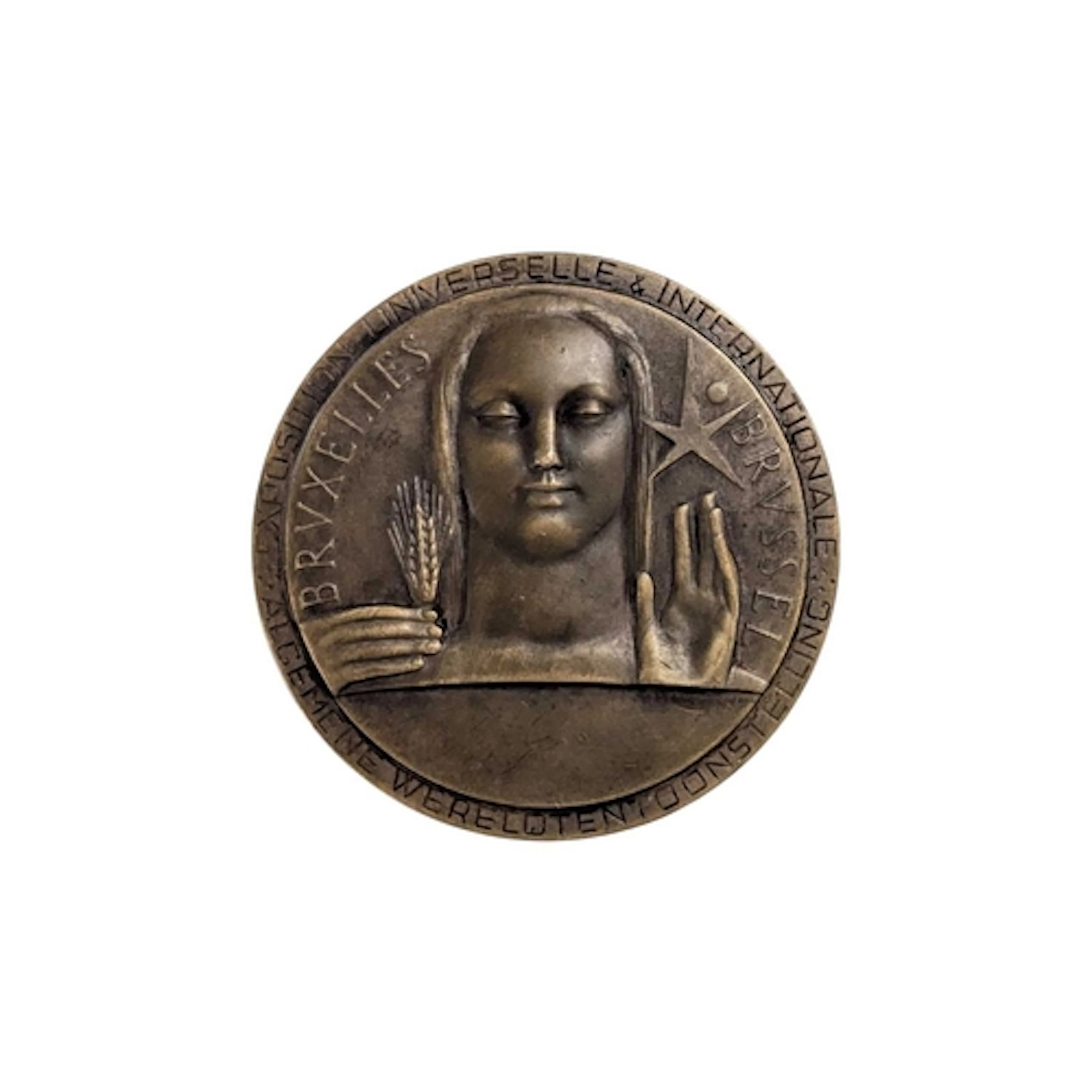 An official bronze commemorative medal from the 1958 Brussel...