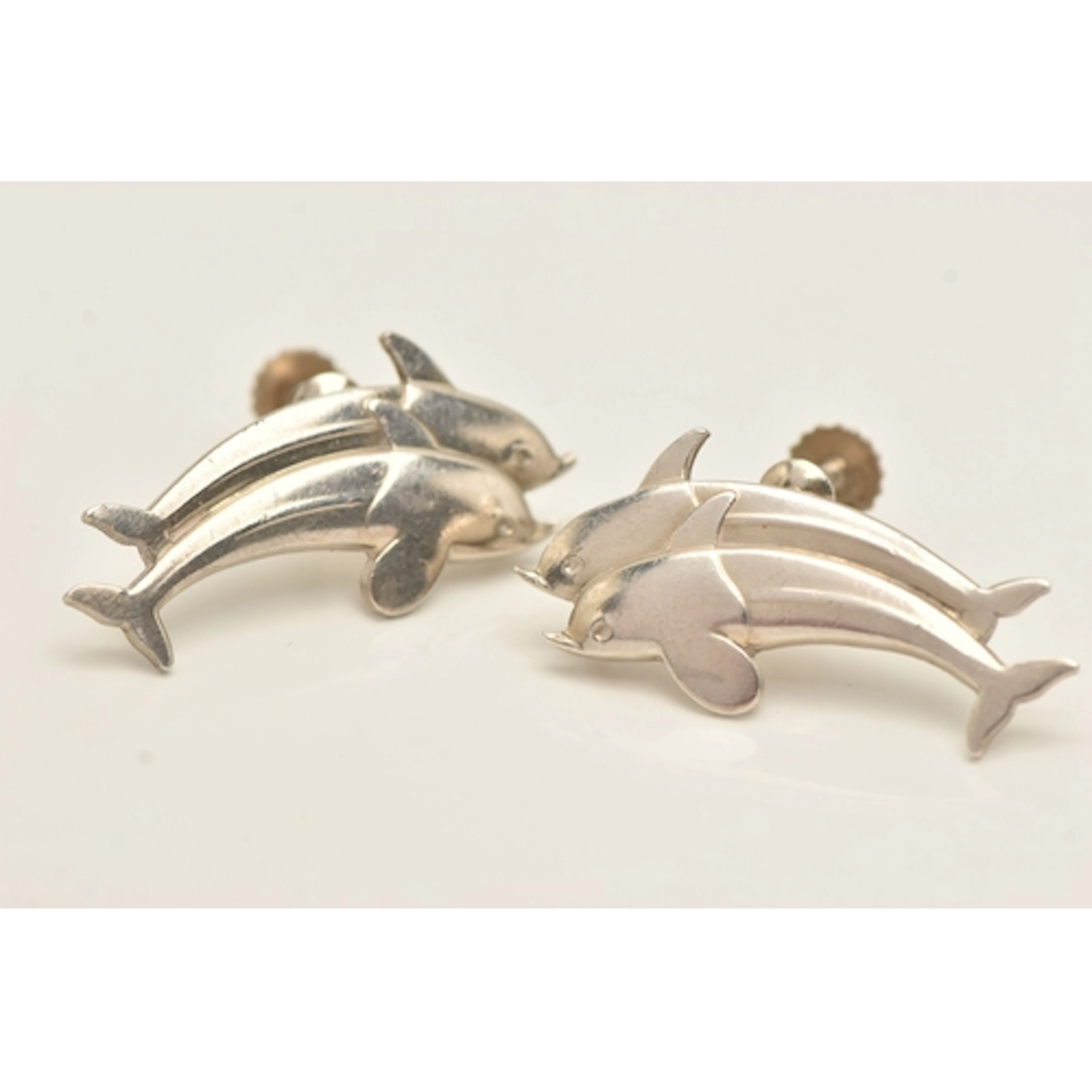 A PAIR OF 'GEORG JENSEN' EARRINGS, each earring in the form ...