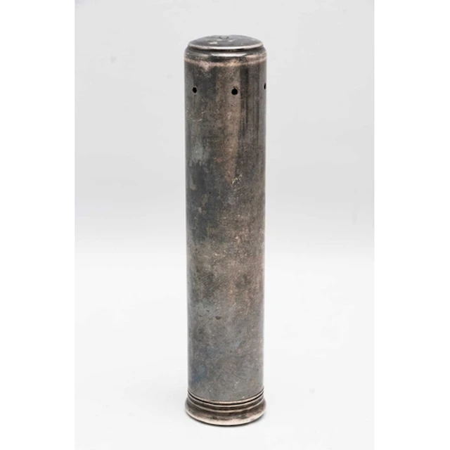 A WHITE METAL TUBE, signed 'Finnigans Manchester' to the bas...