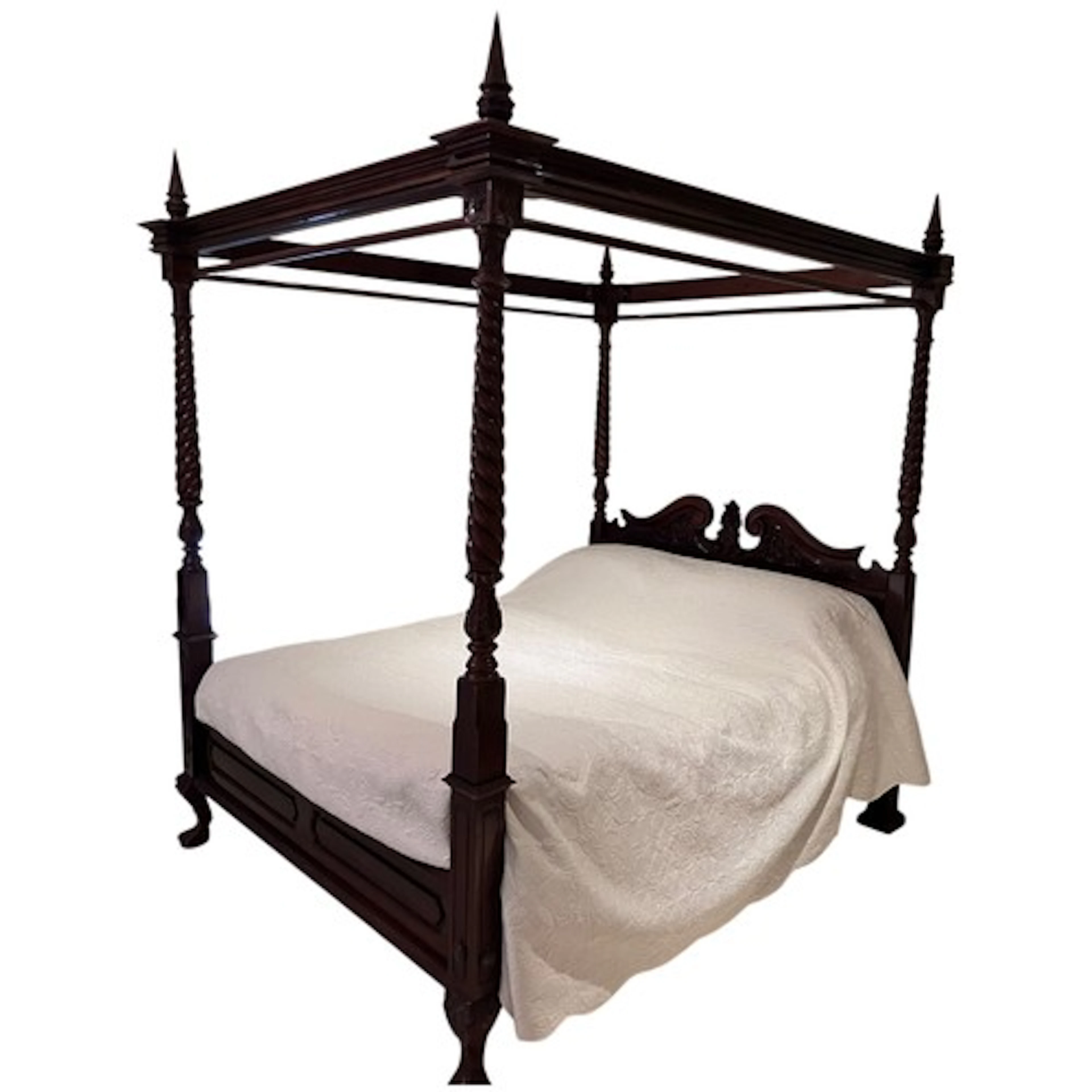 A reproduction mahogany 4 poster bedstead with broken arch h...