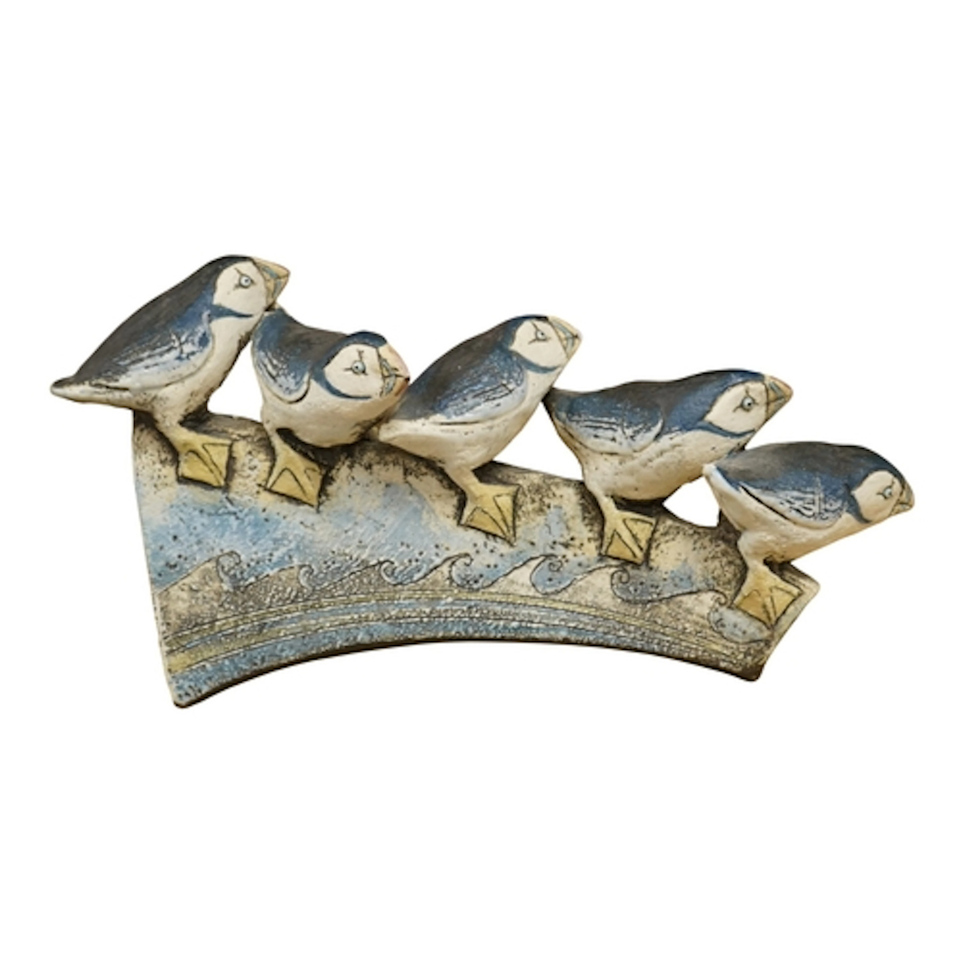 A Blandine Anderson studio ceramic sculpture, of Puffins on ...