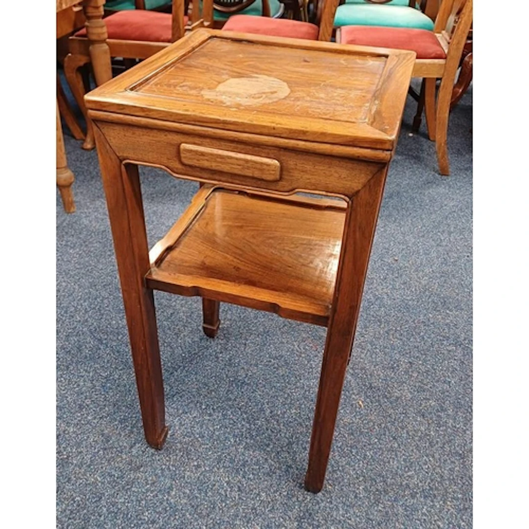 CHINESE HARDWOOD 2-TIER LAMP TABLE WITH SINGLE DRAWER, 75CM ...