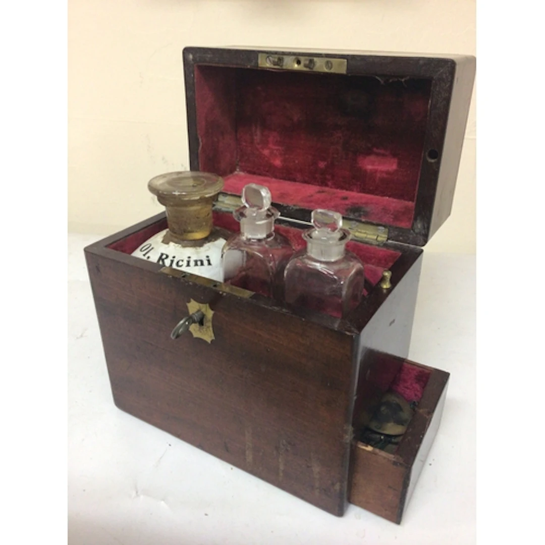 A 19th century mahogany medical Apothecary case with f...