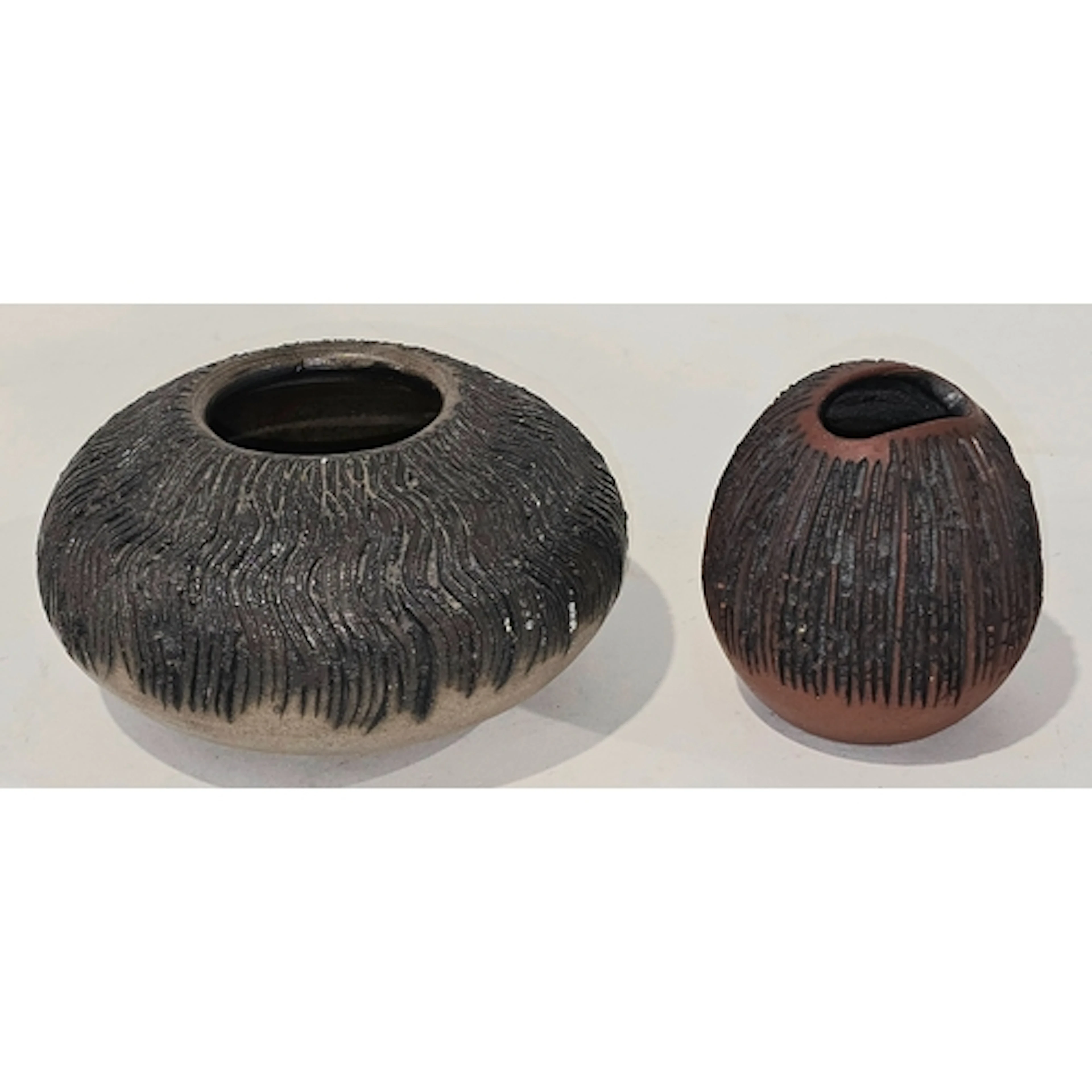 Poole Pottery Guy Sydenham small carved squat vase together ...