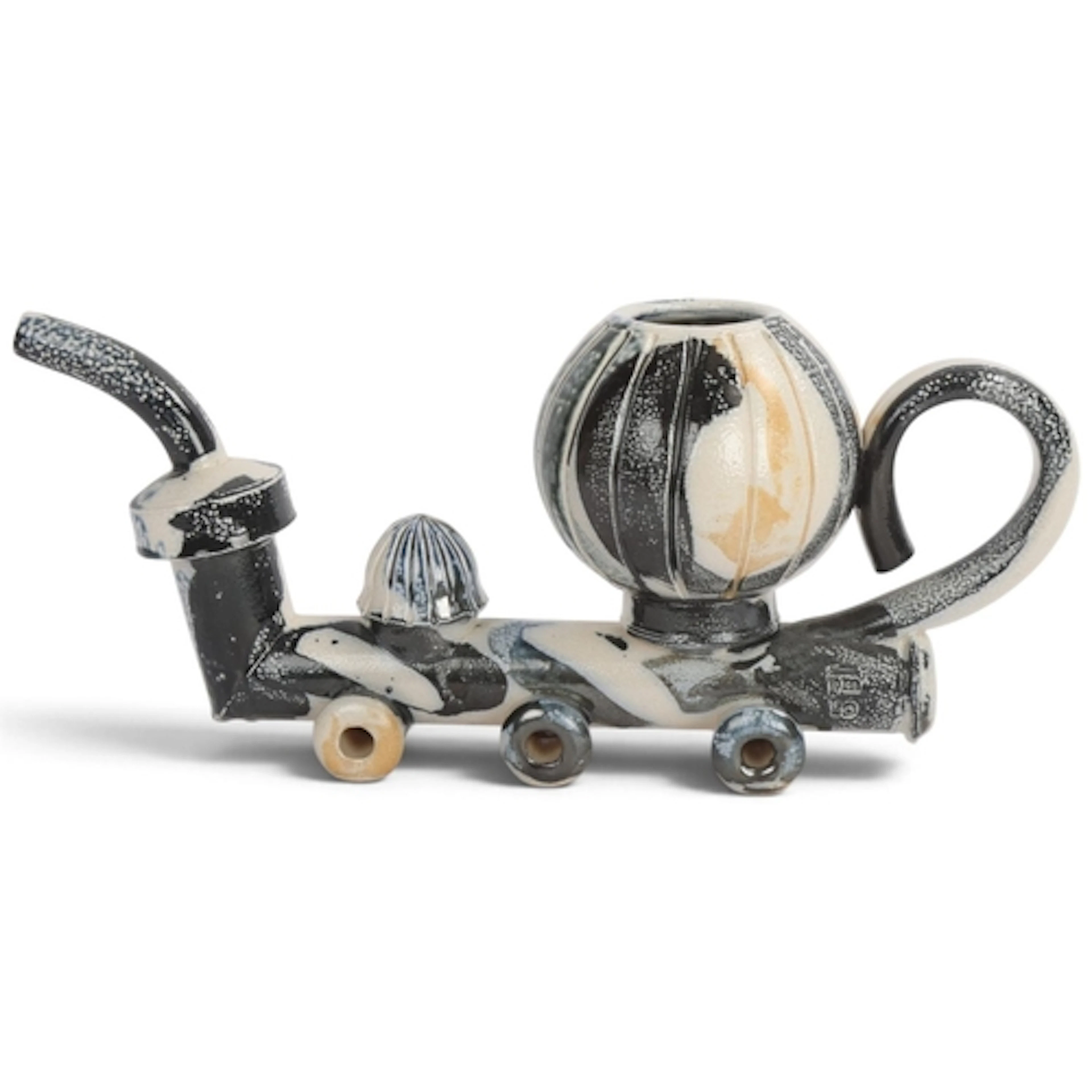 PETER MEANLEY (b.1944), a stoneware salt glazed spouted pour...