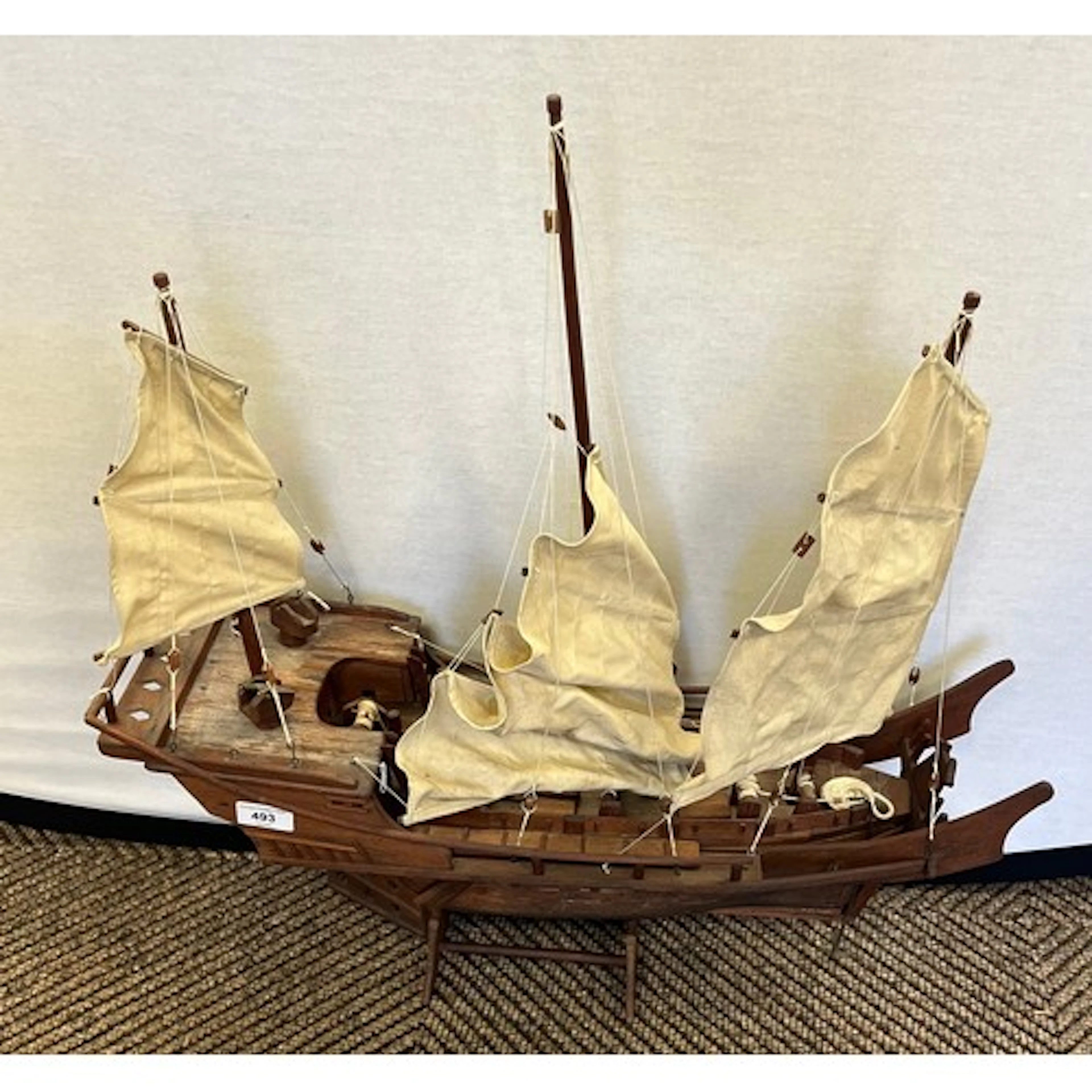 Ornamental model Chinese junk boat.