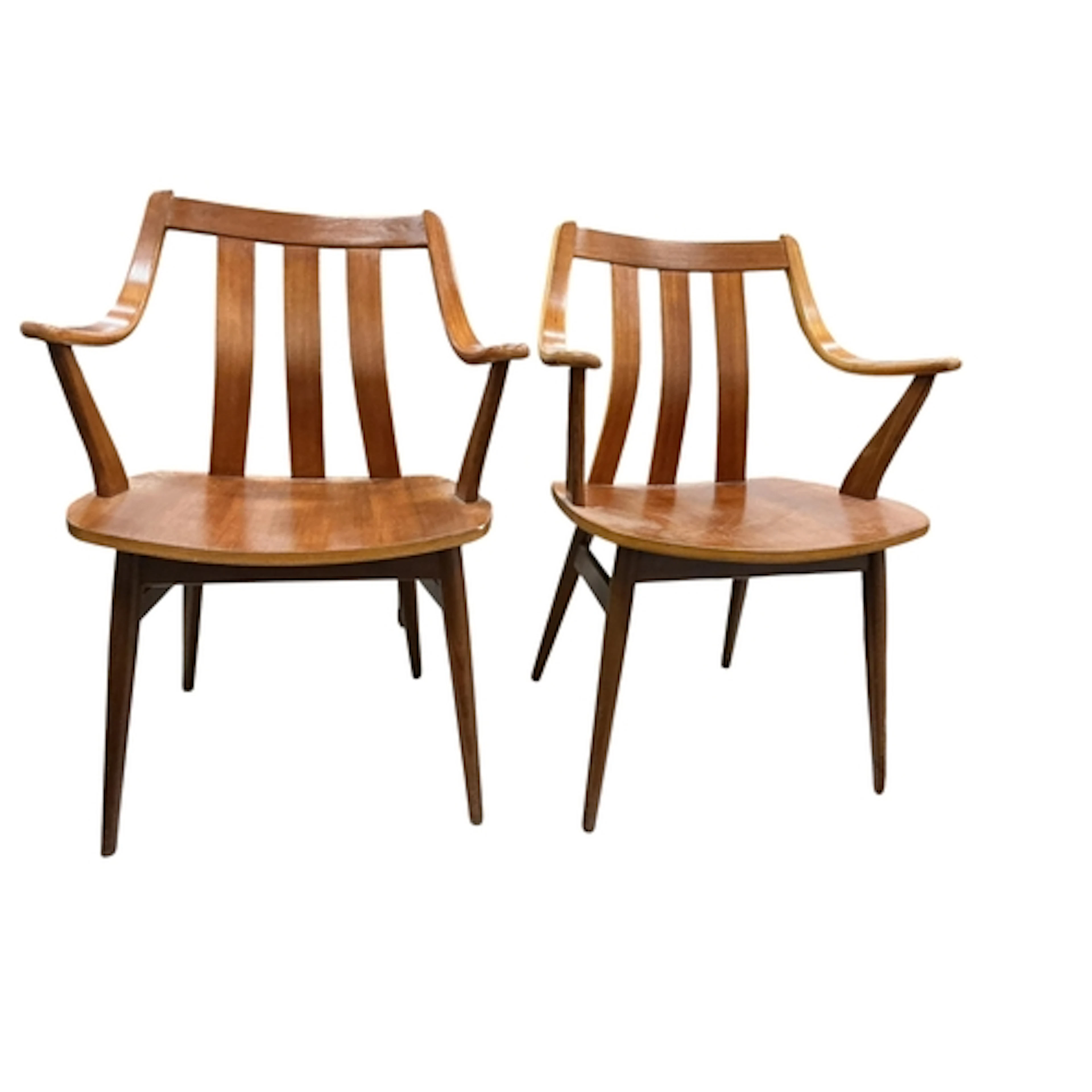A pair of Dutch teak and plywood armchairs designed by Cees ...