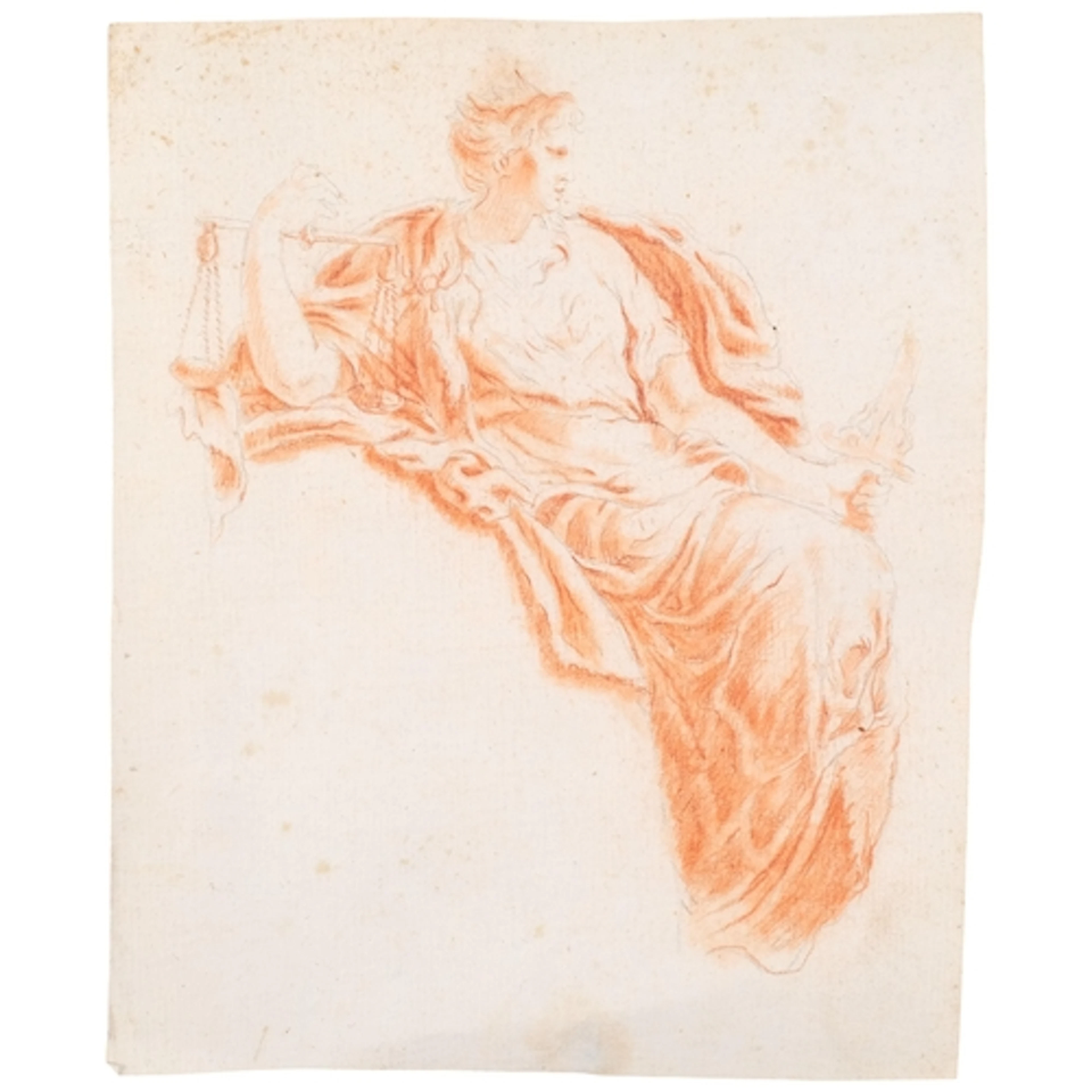 Circle of Angelica Kauffman, study of Justicia, sanguine cha...