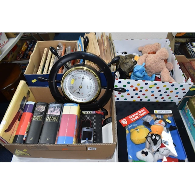 THREE BOXES AND LOOSE CHILDREN'S BOOKS, COMICS, AND PLUSH TO...
