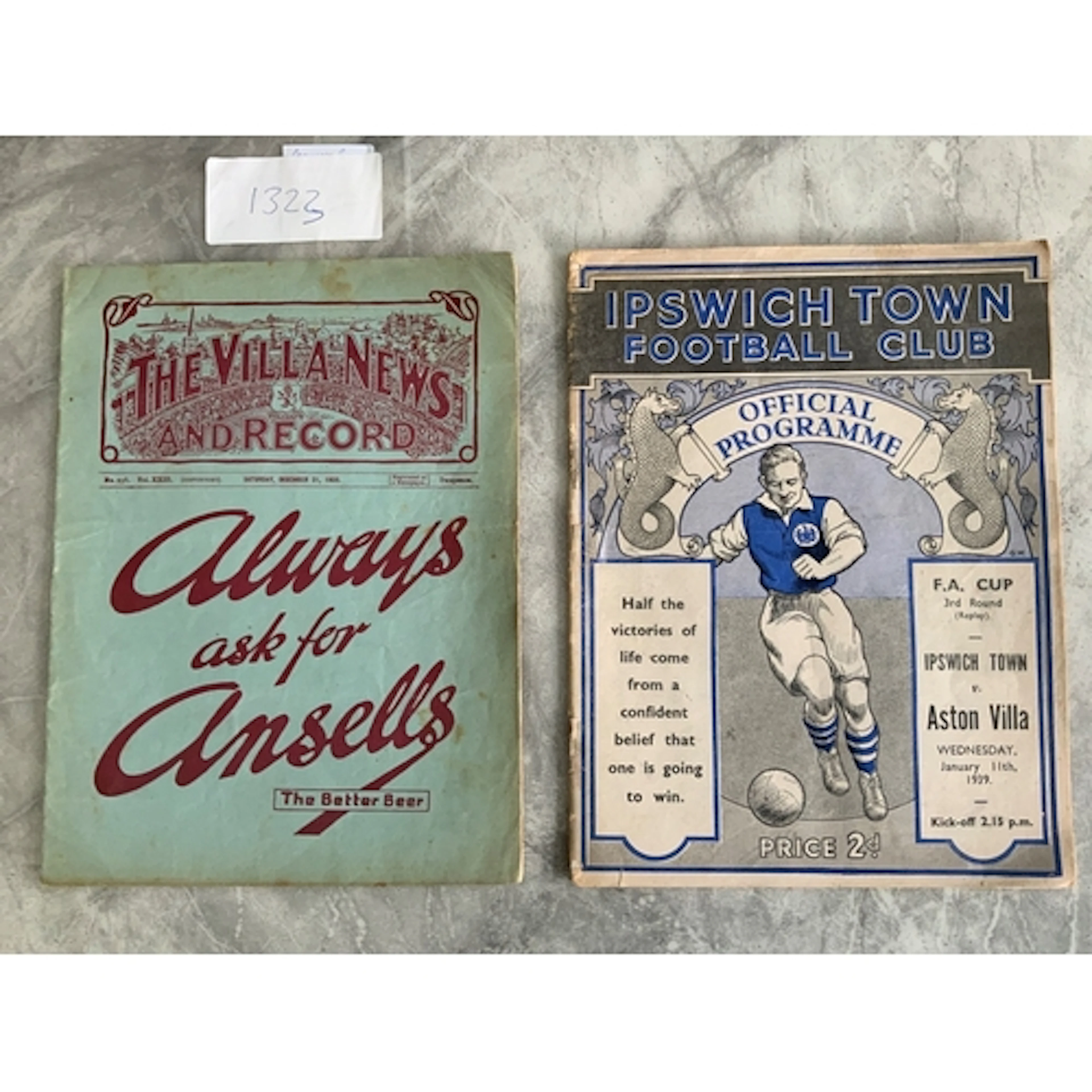 Aston Villa Pre War Football Programmes: 38/39 away Ipswich ...