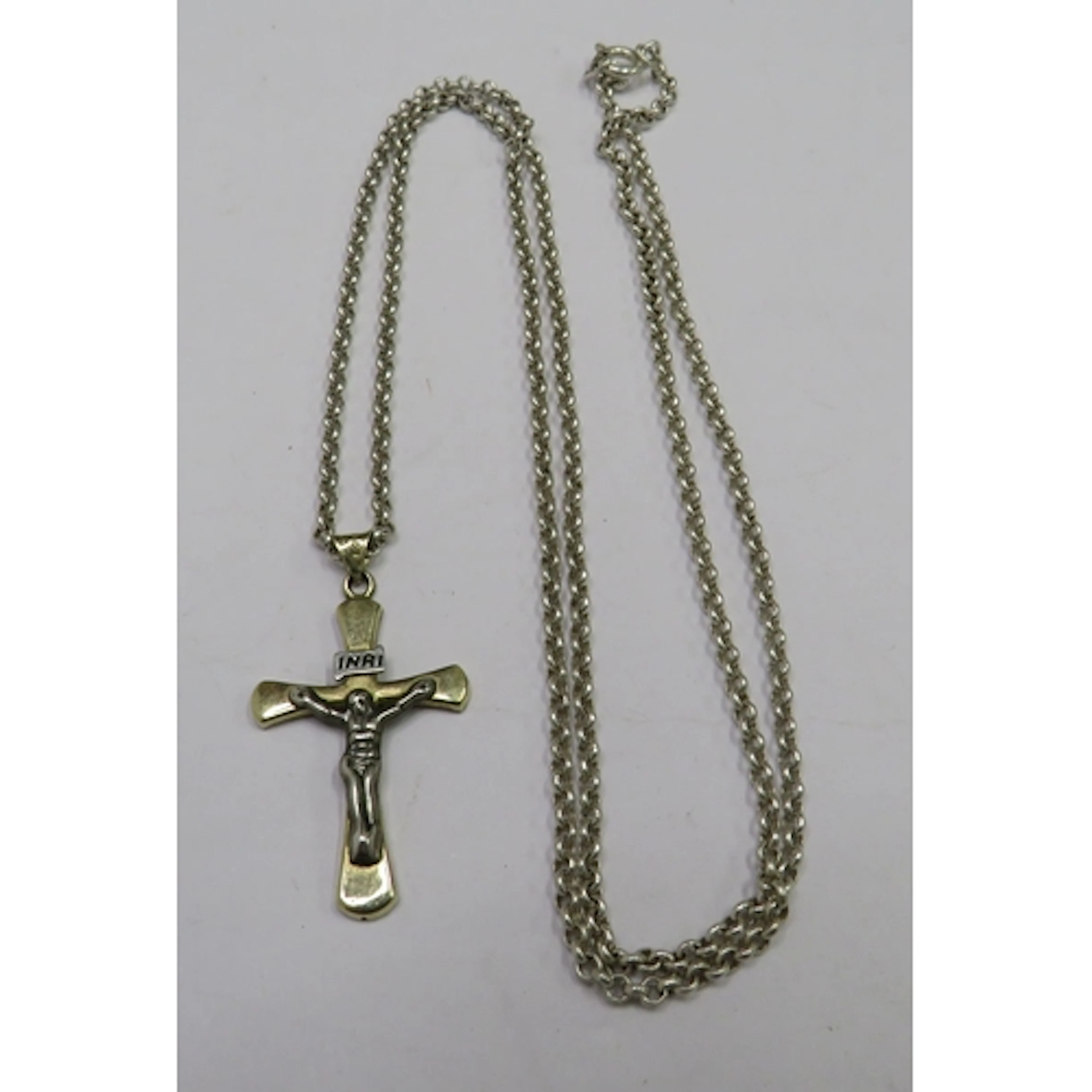 Silver Neck chain with silver & gilt crucifix (LD1)